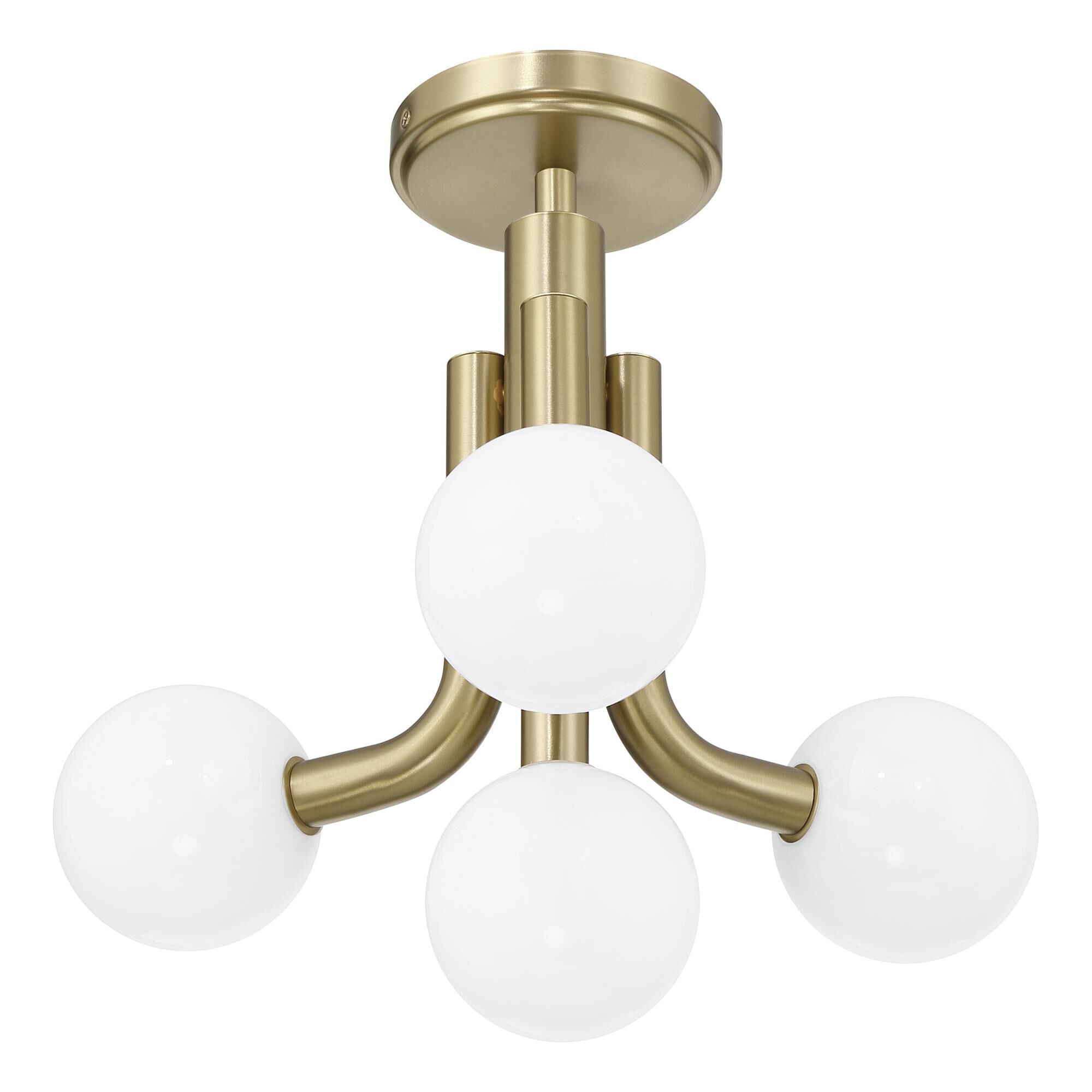 Shown in Champagne Gold finish and Opal glass