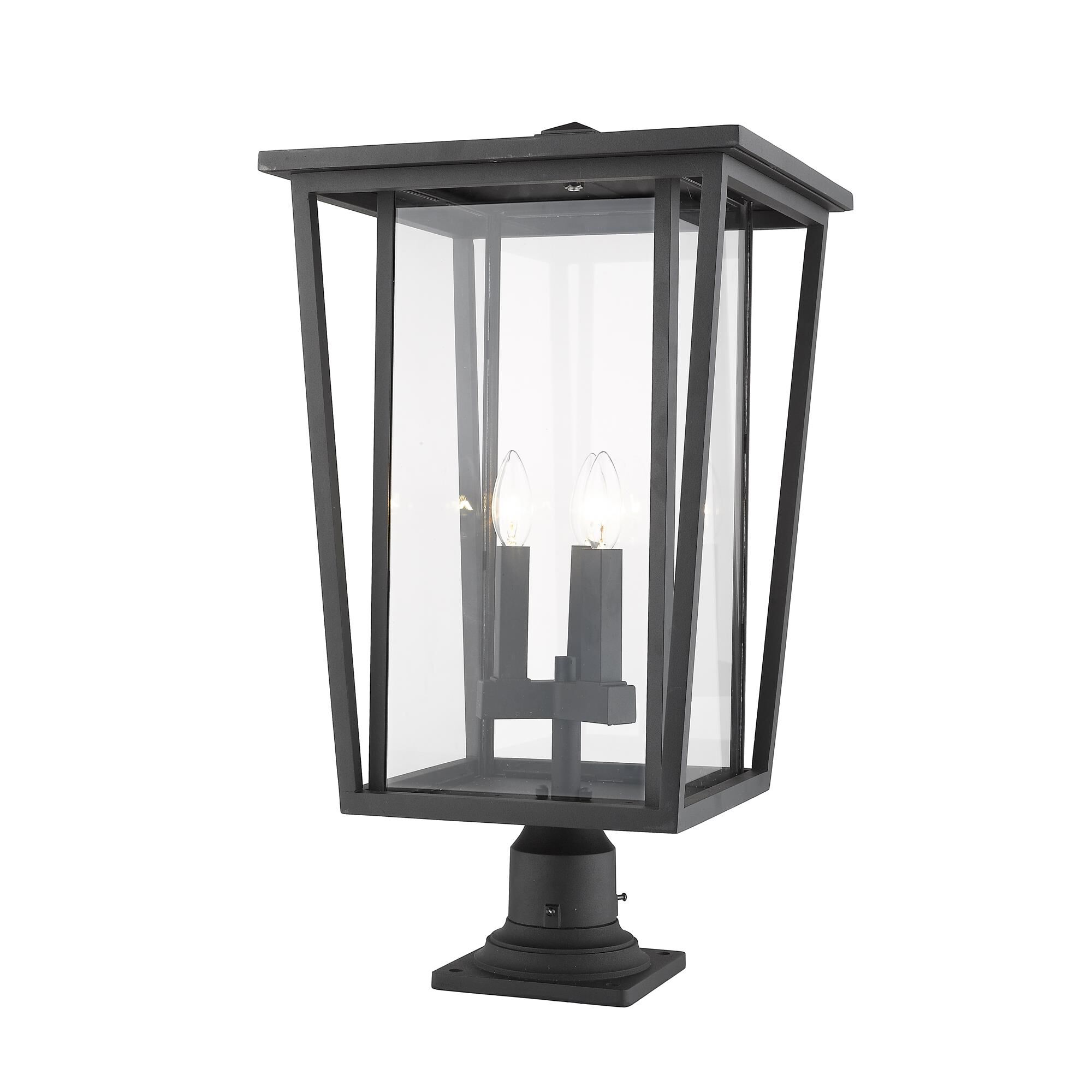 Shown in Black finish and Glass shade