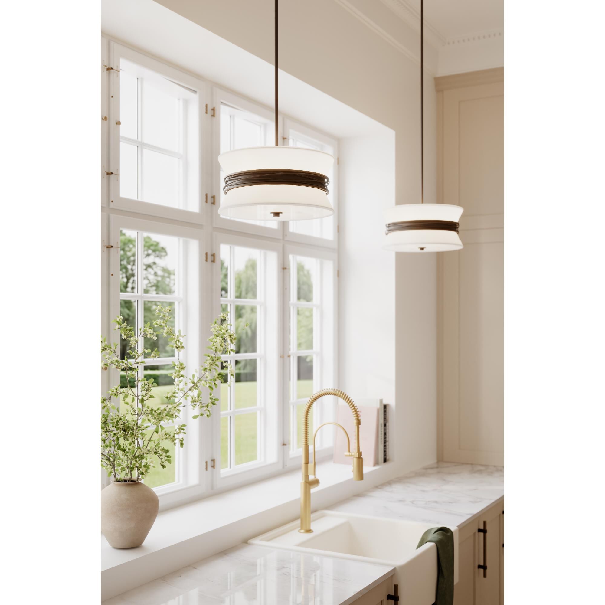 Shown in Dark Bronze finish and White shade