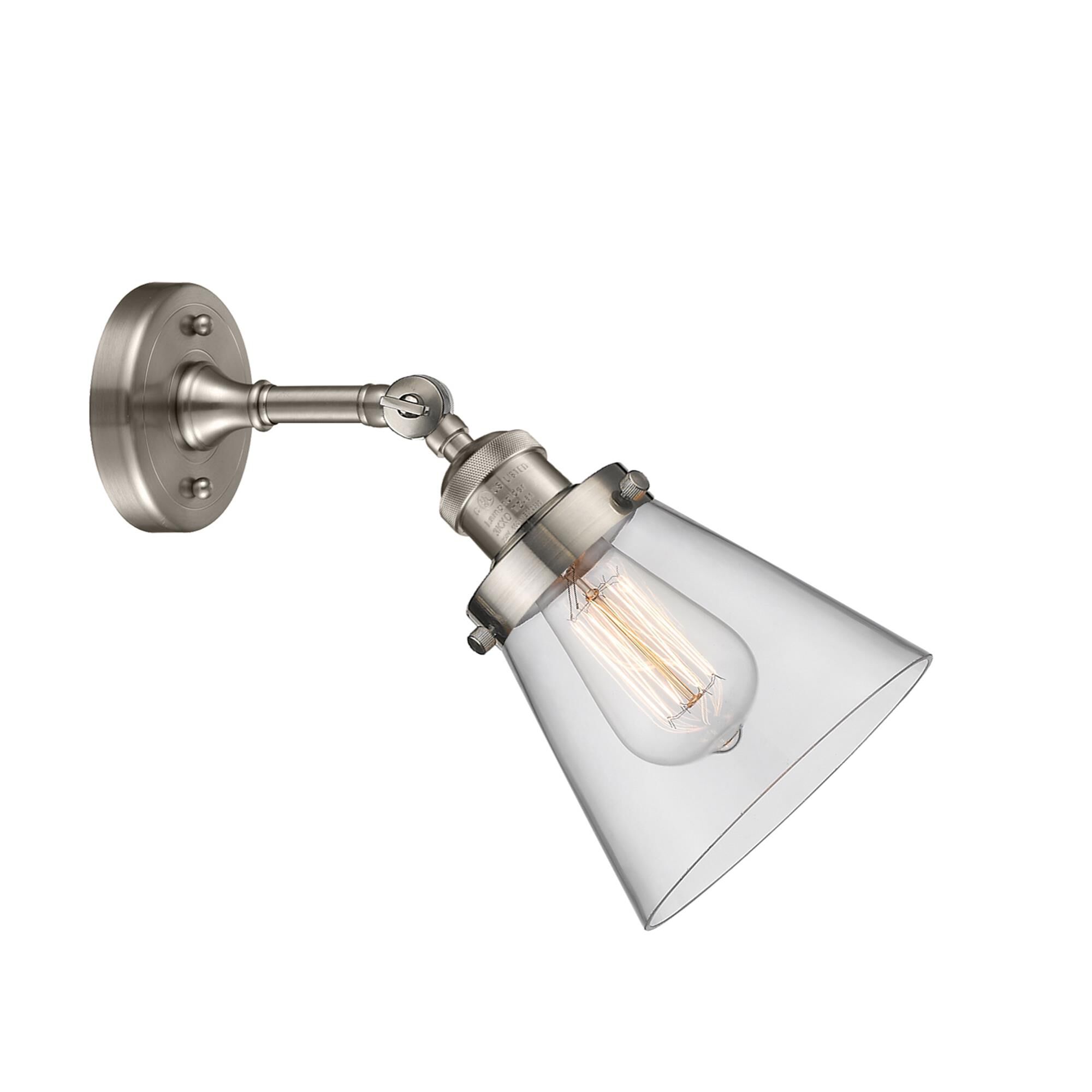Shown in Brushed Satin Nickel finish and Clear glass and None accent
