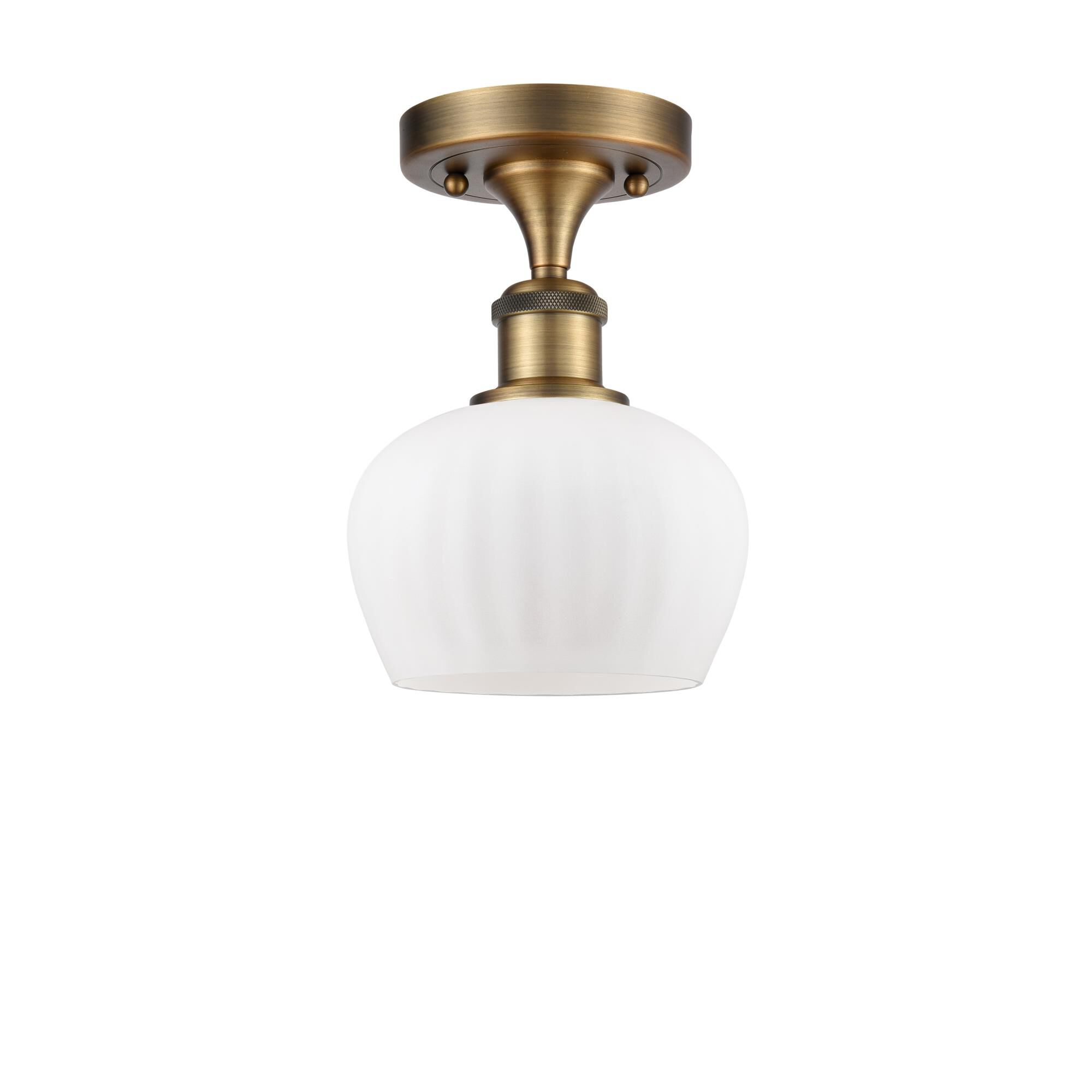 Shown in Brushed Brass finish and Bowl glass and Glass shade