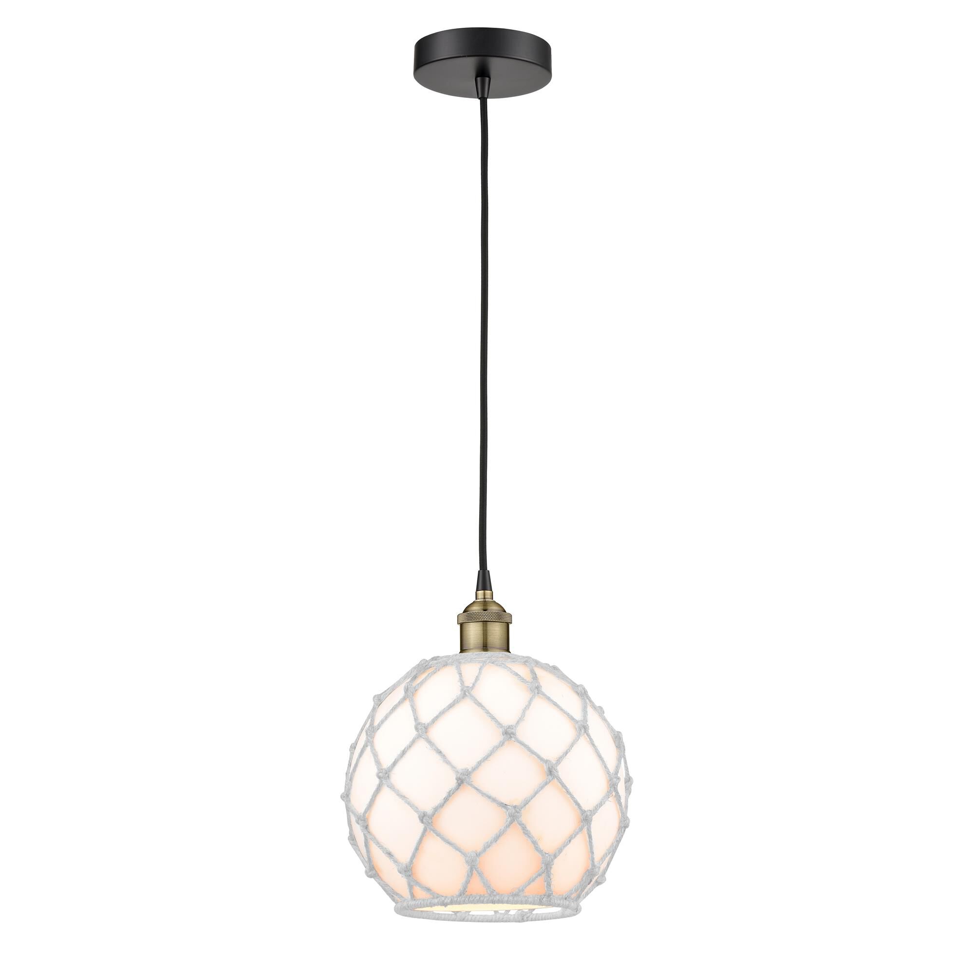 Shown in Black Antique Brass finish and White glass