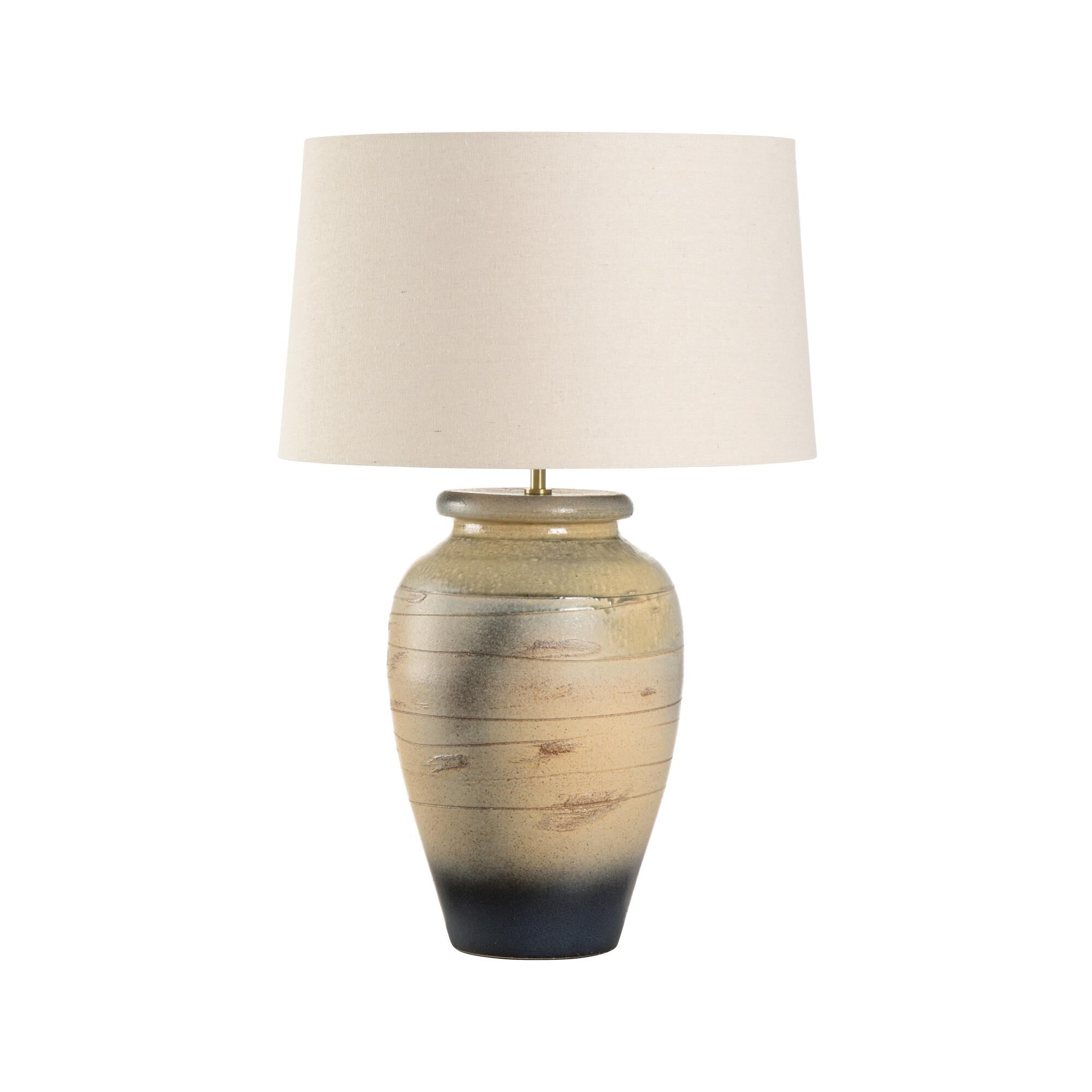 Shown in Blue finish and Linen shade