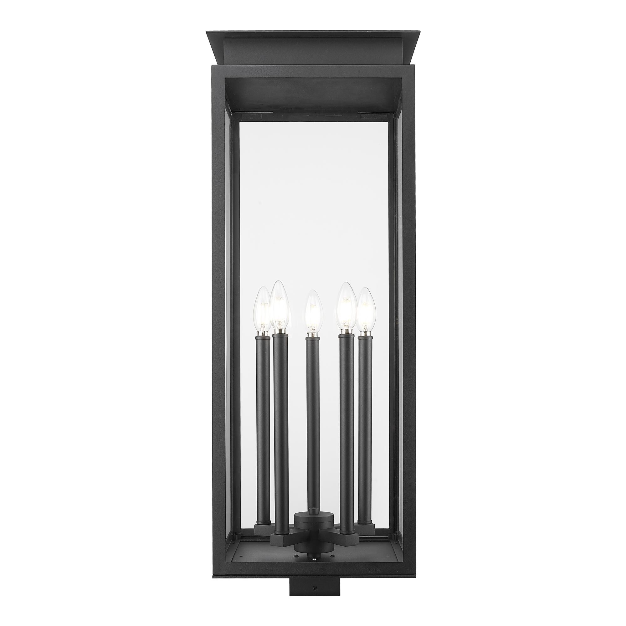 Shown in Black finish and Clear glass and Clear shade