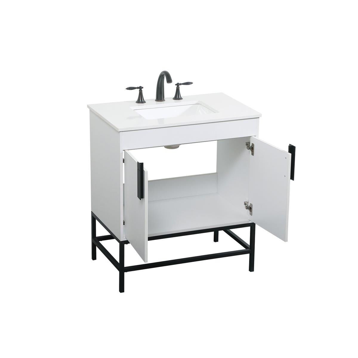 Shown in White finish and Without Backsplash accent
