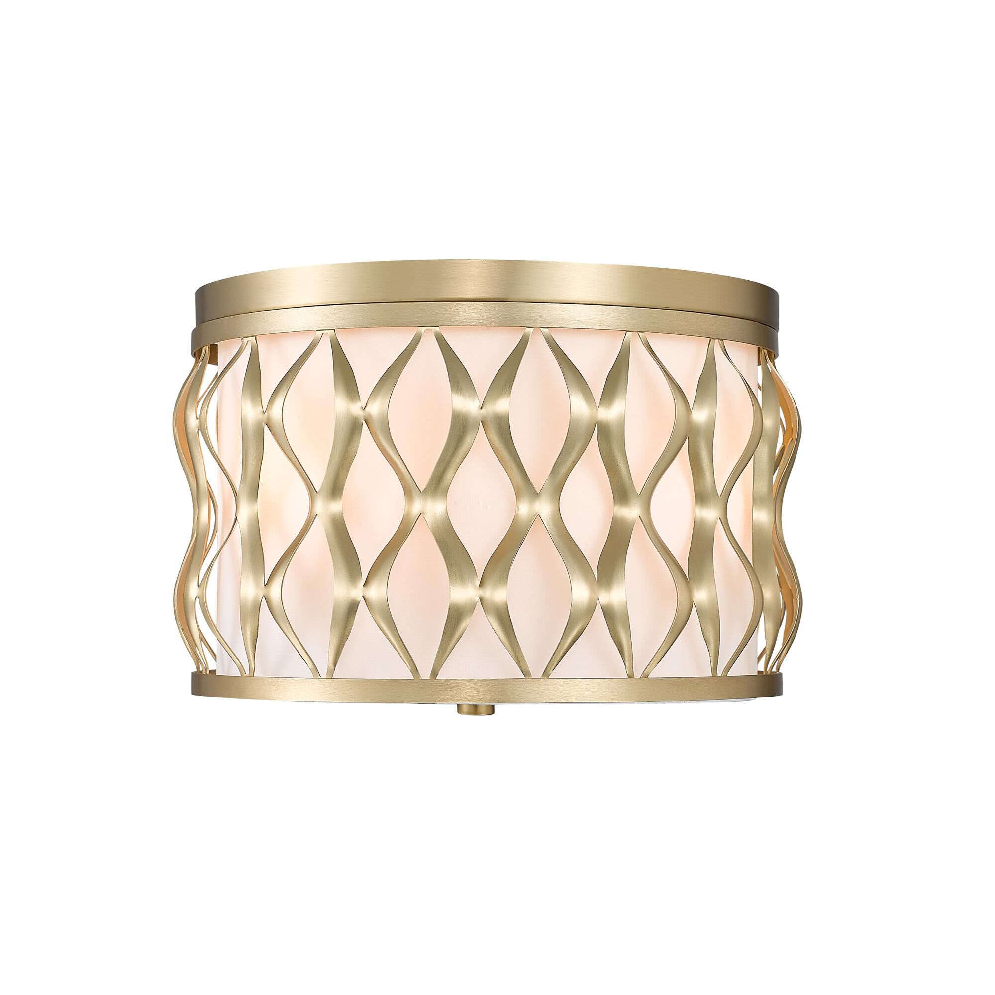 Shown in Modern Gold finish and White glass and White shade