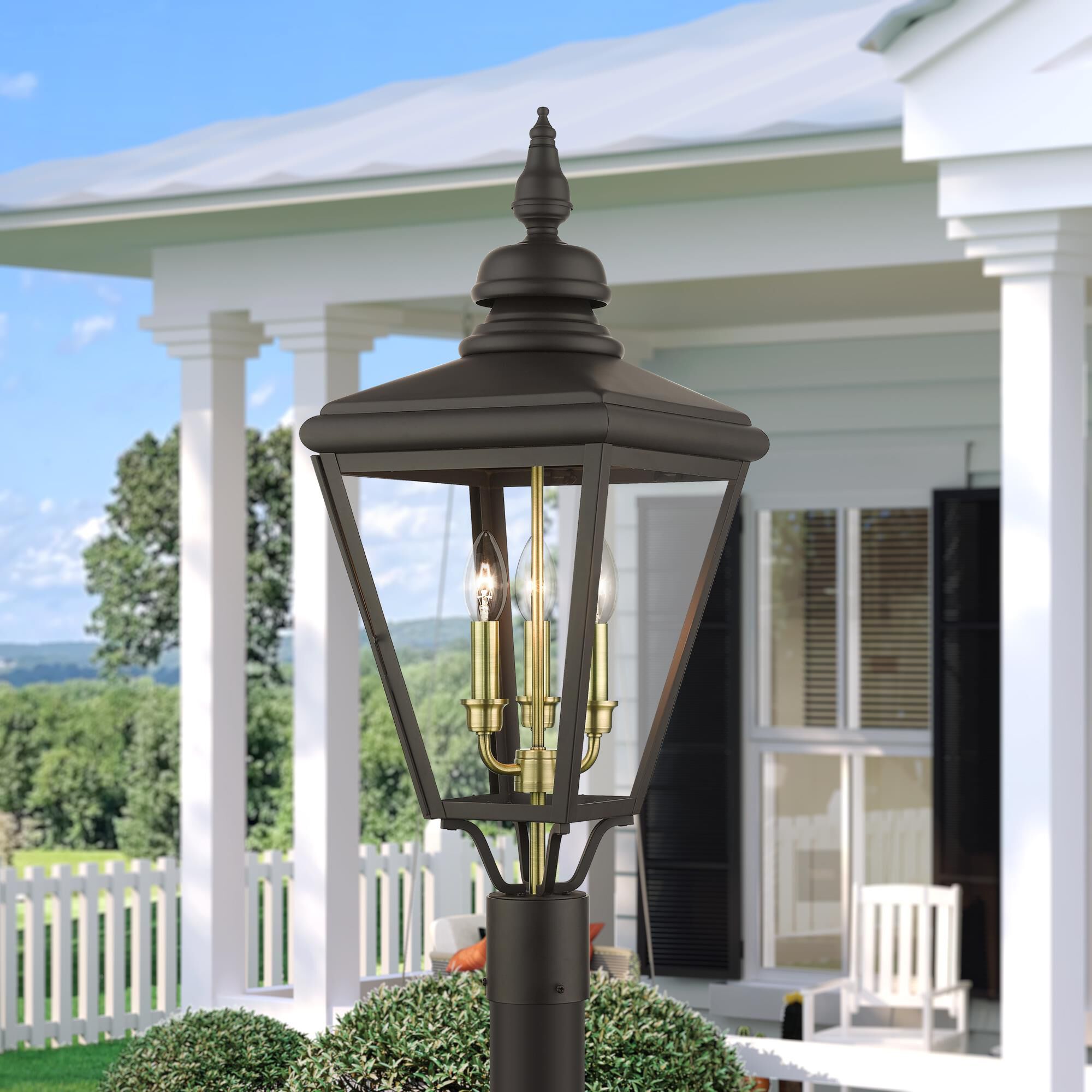 Adams 26 Inch Tall 3 Light Outdoor Post Lamp by Livex Lighting