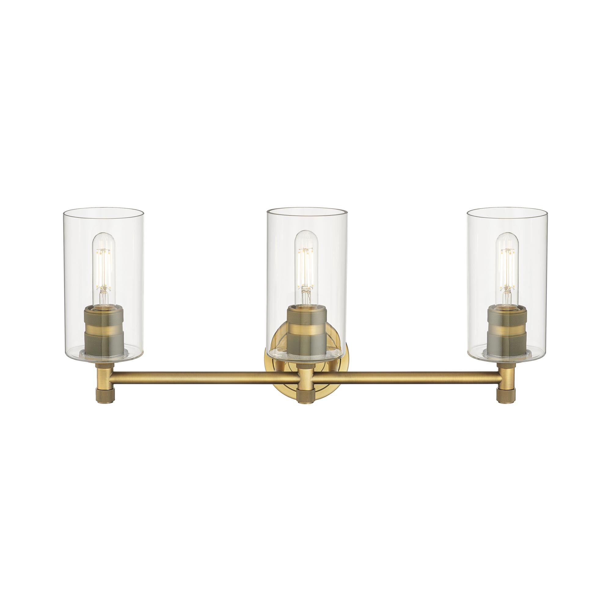 Shown in Brushed Brass finish and Clear glass