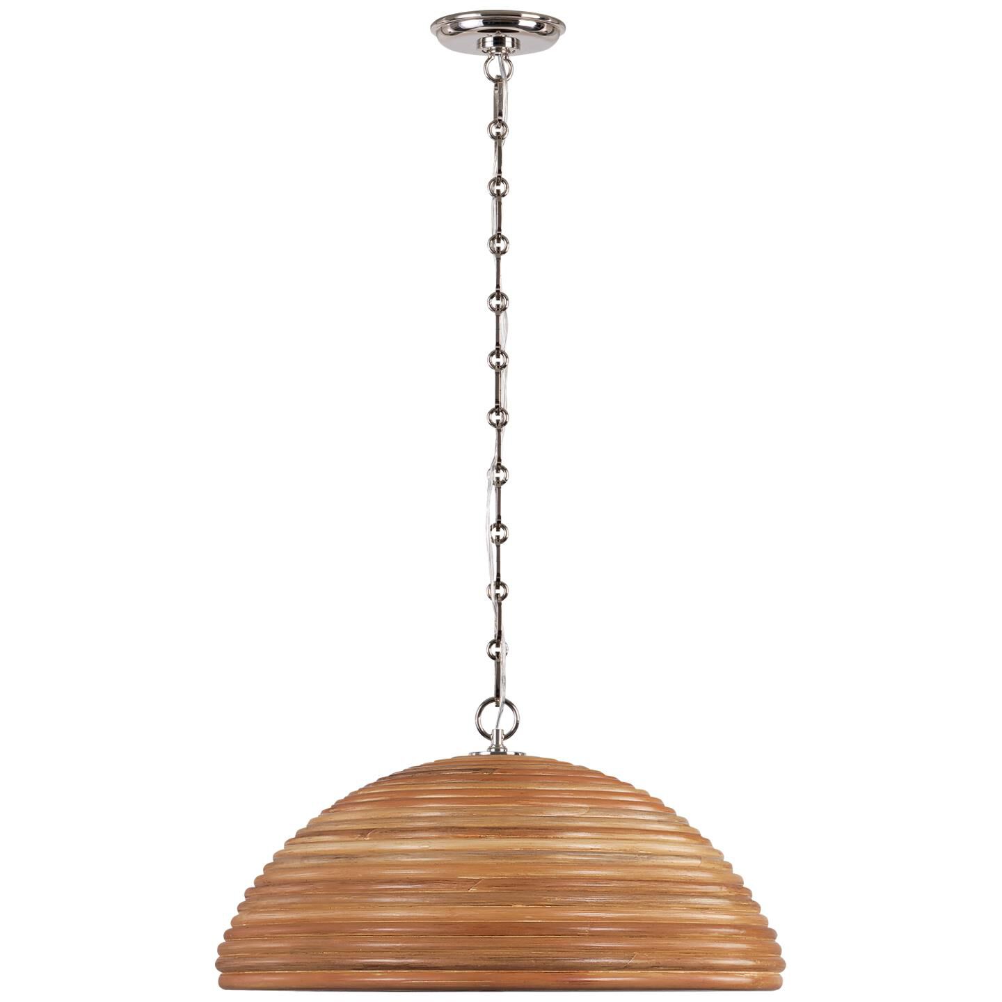 Shown in Polished Nickel finish and Natural Rattan shade