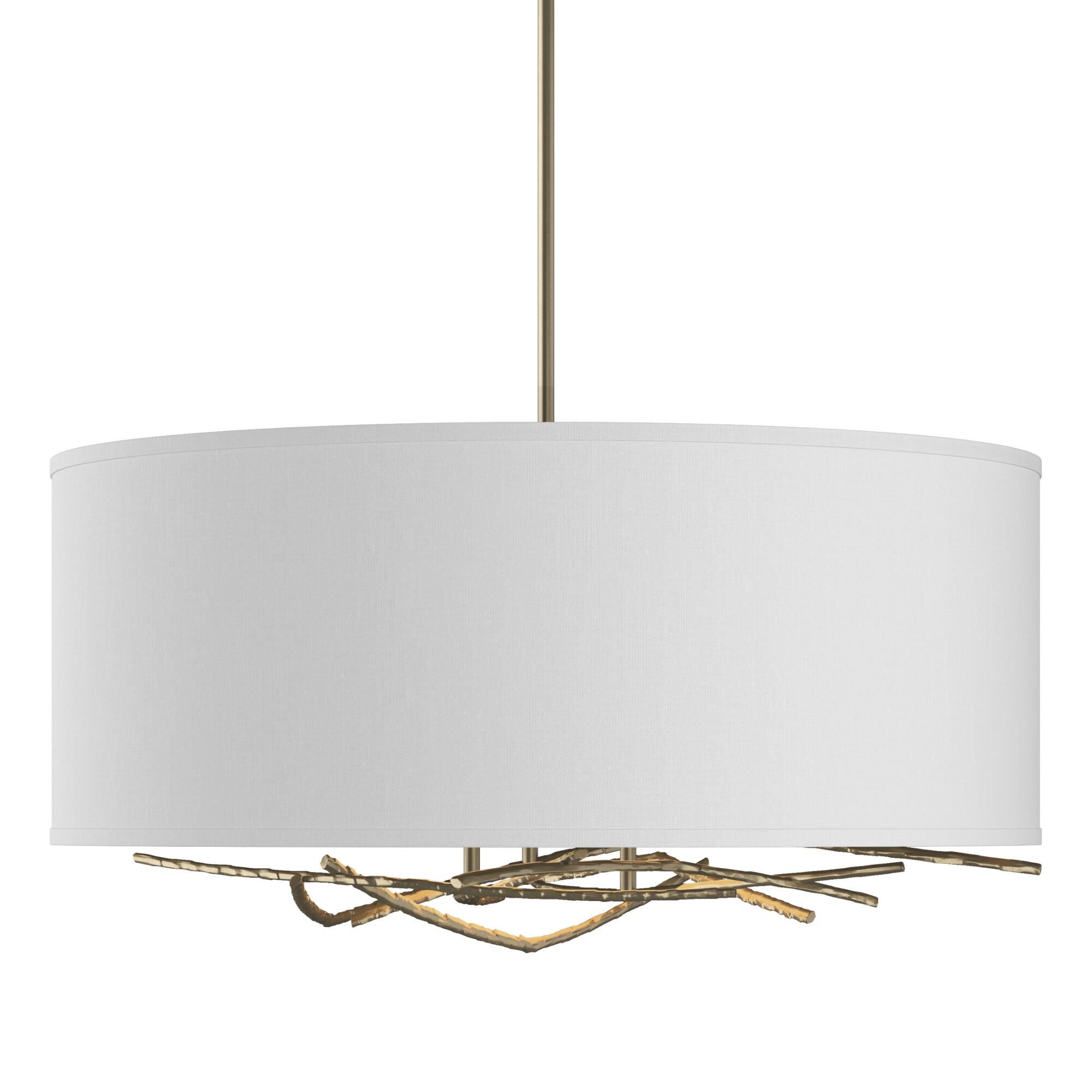 Shown in Soft Gold finish and White Fabric shade