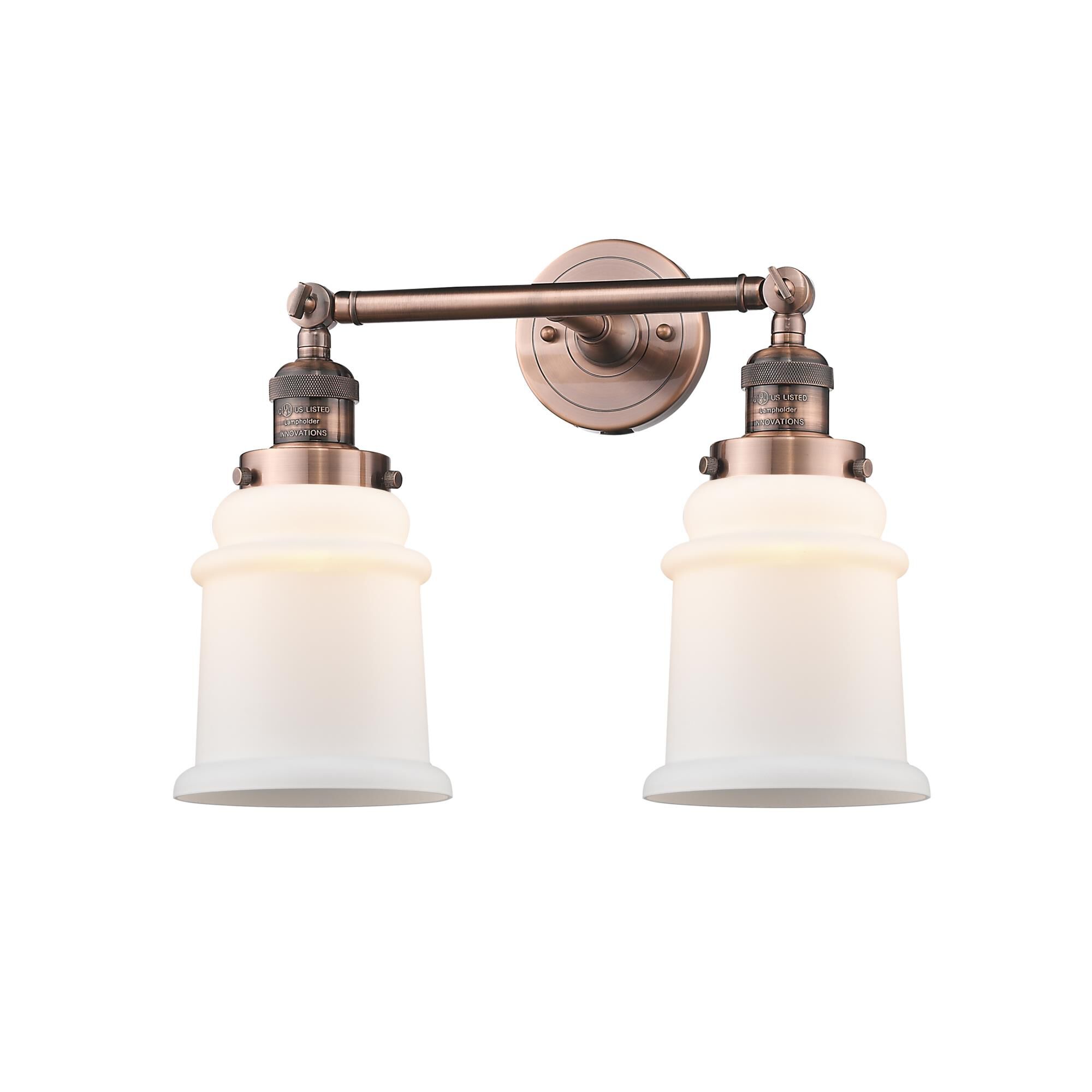 Shown in Antique Copper finish and Matte White - Bell glass
