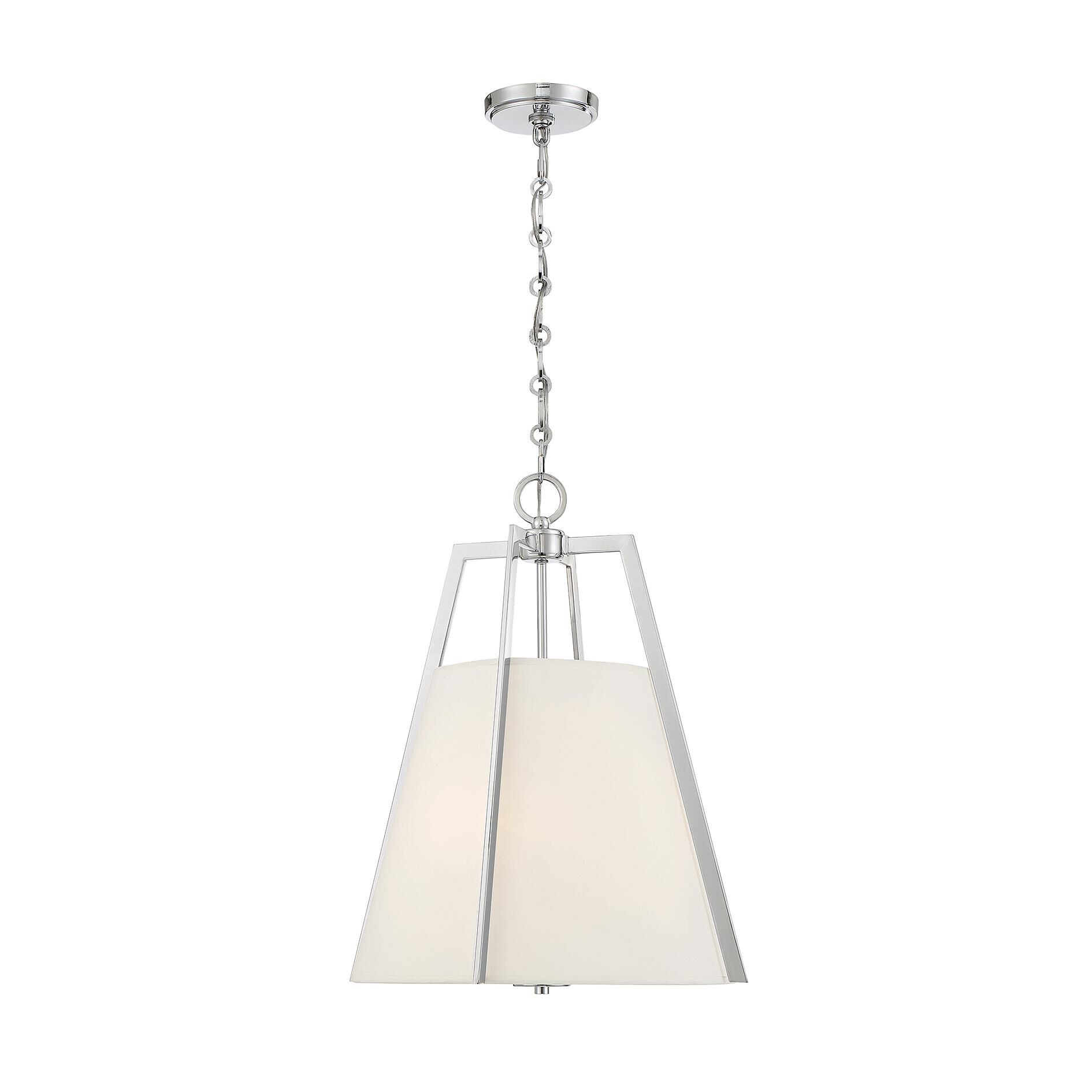 Shown in Polished Chrome finish and White Fabric shade