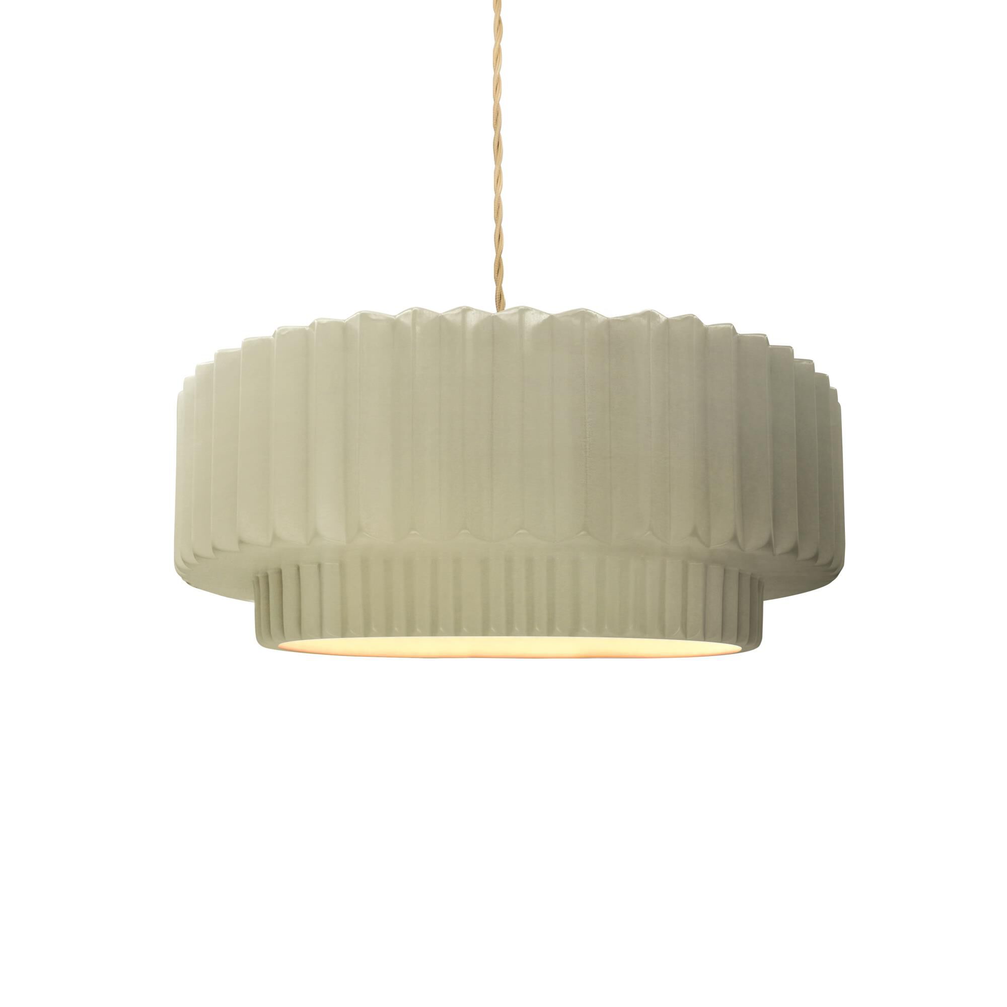 Pleated Tier 12 Inch Mini Pendant by Justice Design Group