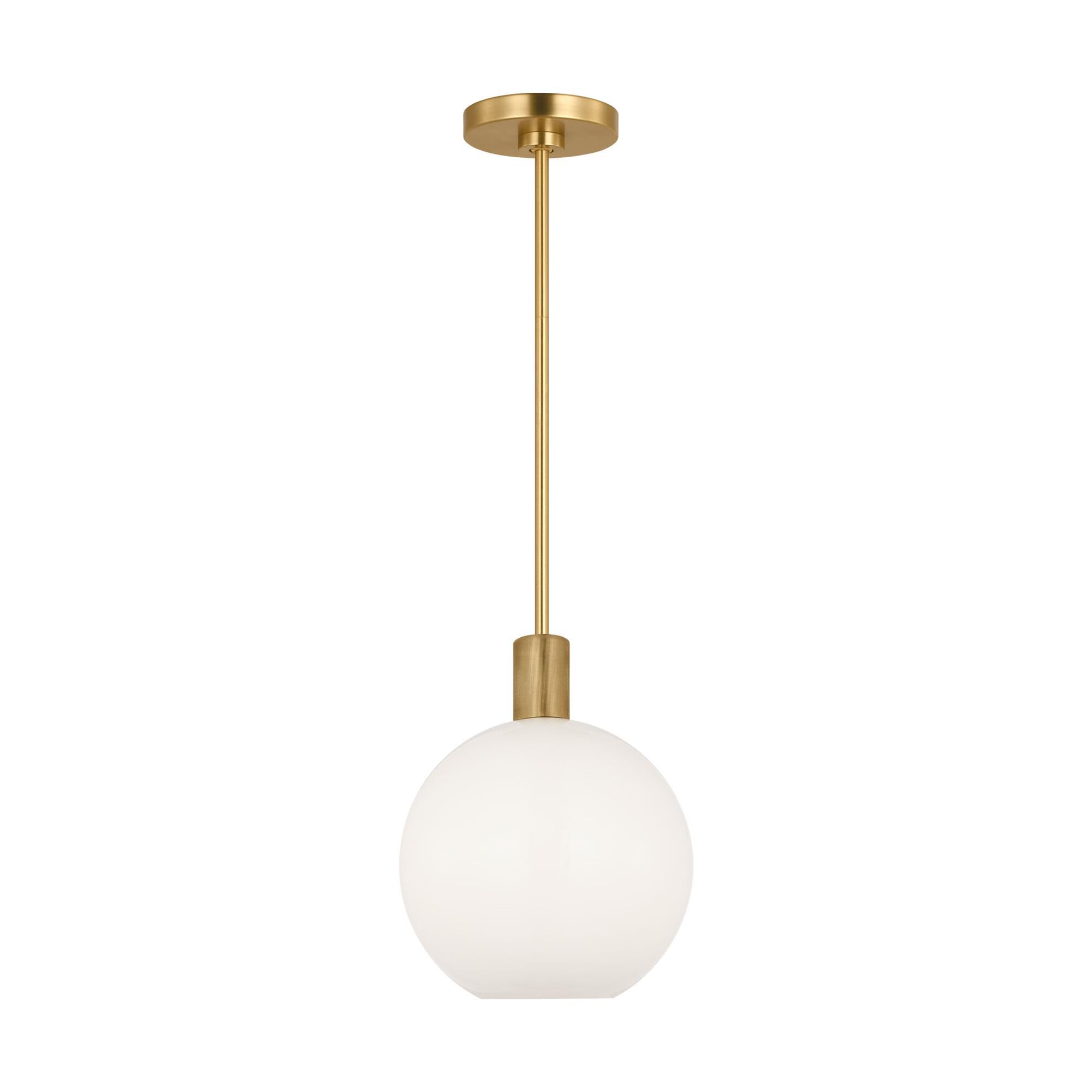 Shown in Satin Brass finish and Milk glass