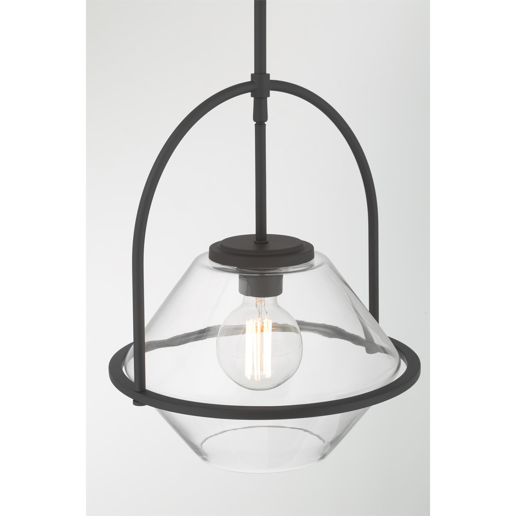 Shown in Dark Matte Black finish and Clear glass