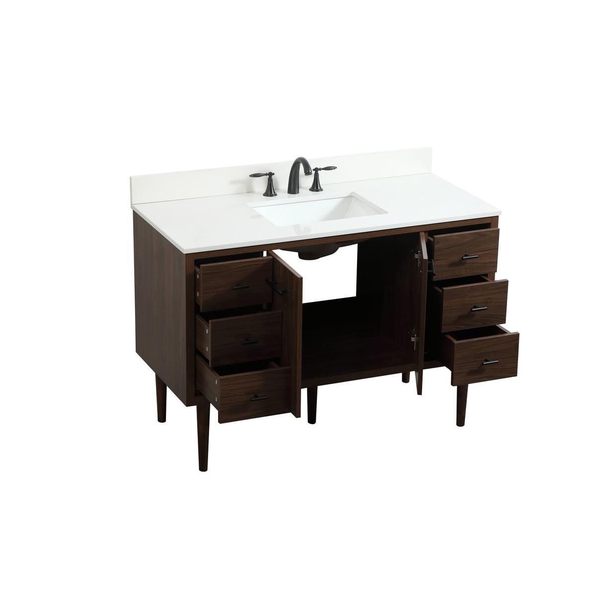 Shown in Walnut finish and Backsplash accent