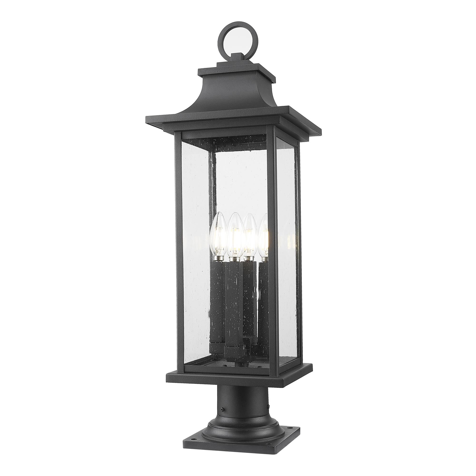 Shown in Black finish and Clear Seedy glass and Clear Seedy shade