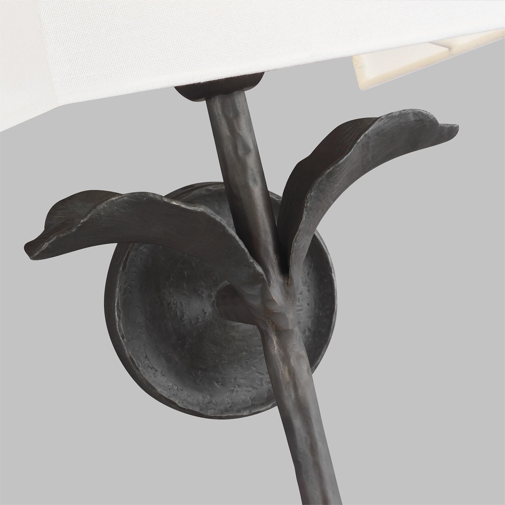 Shown in Aged Iron finish and White Linenlinen shade