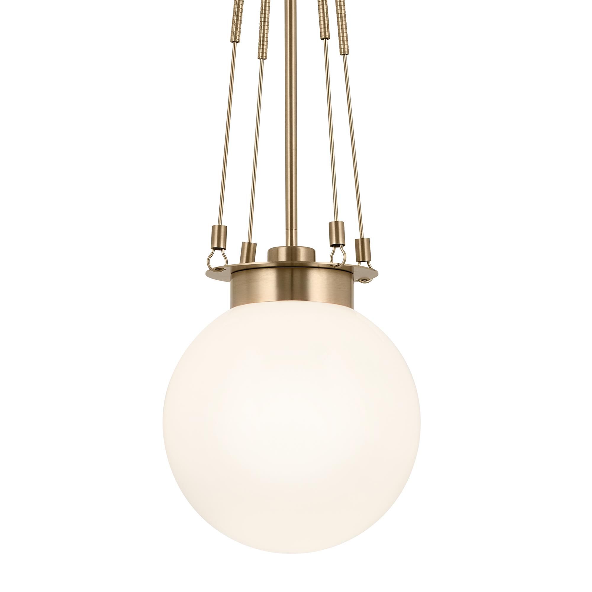 Shown in Champagne Bronze finish and Opal glass