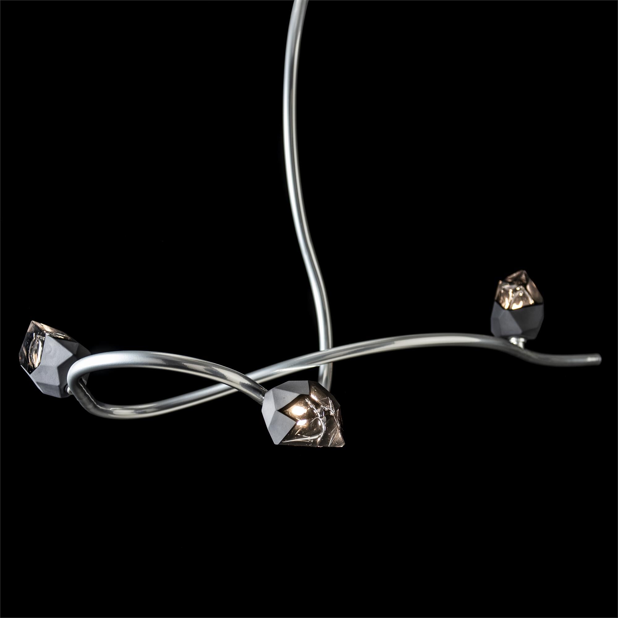 Shown in Sterling finish and Black Crystal glass