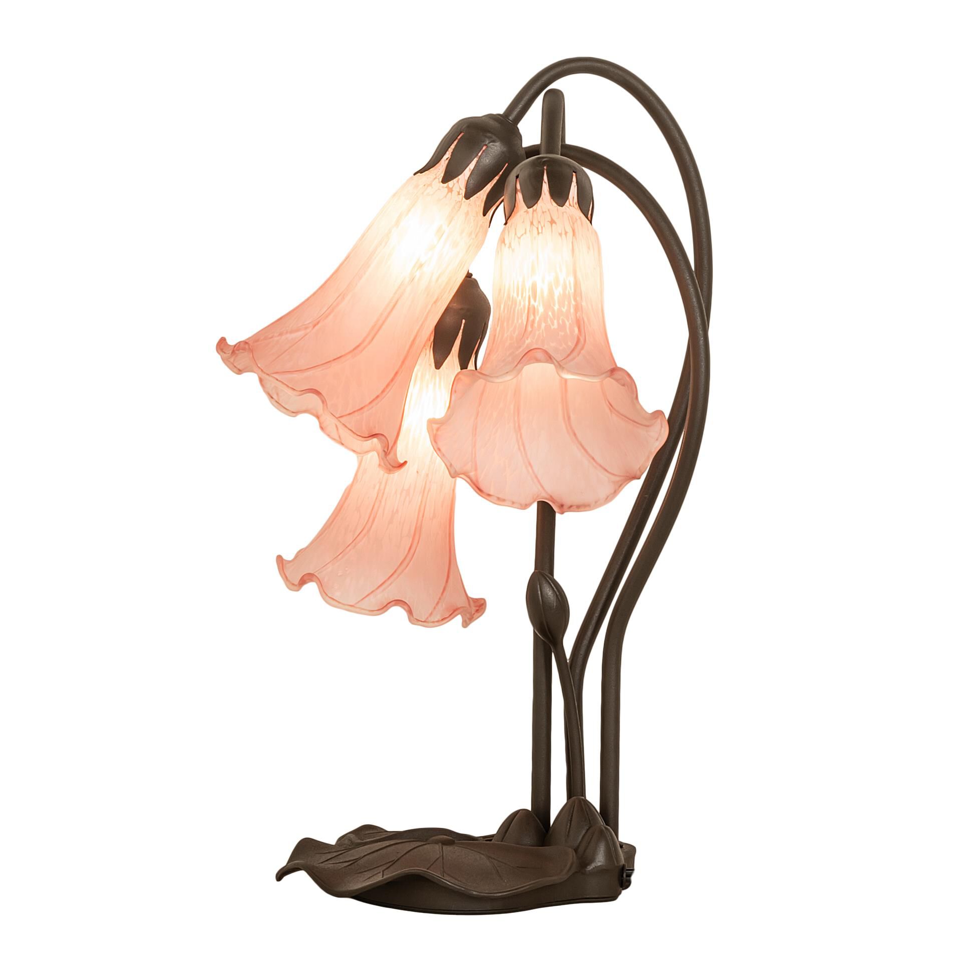 Shown in Mahogany Bronze finish and Pink glass