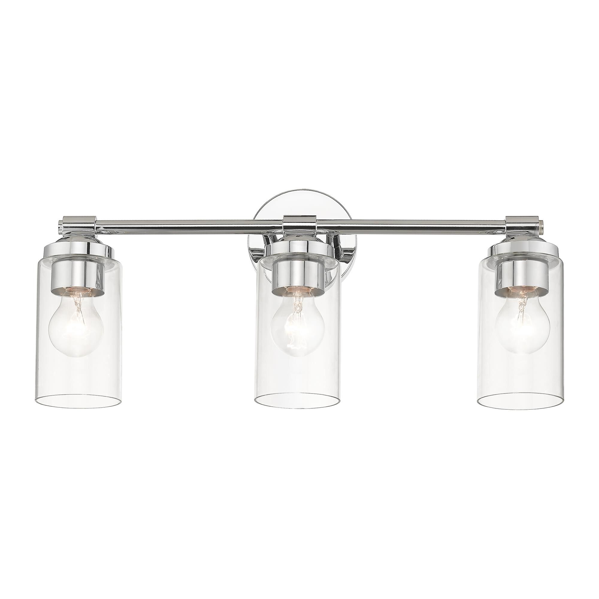 Shown in Polished Chrome finish and Hand Blown Clear  glass