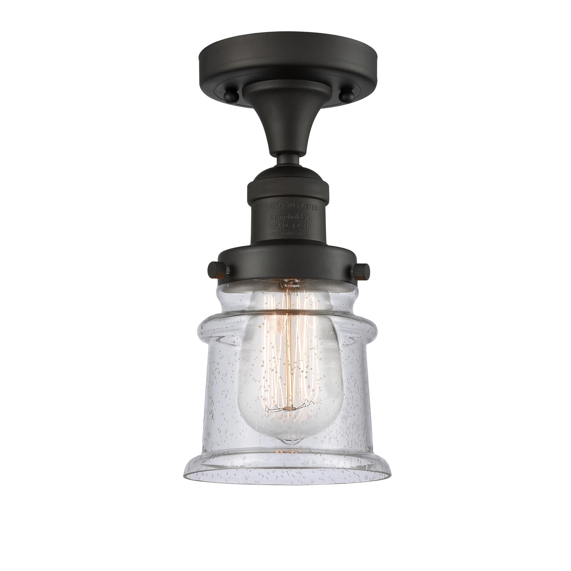 Shown in Oil Rubbed Bronze finish and Seedy glass