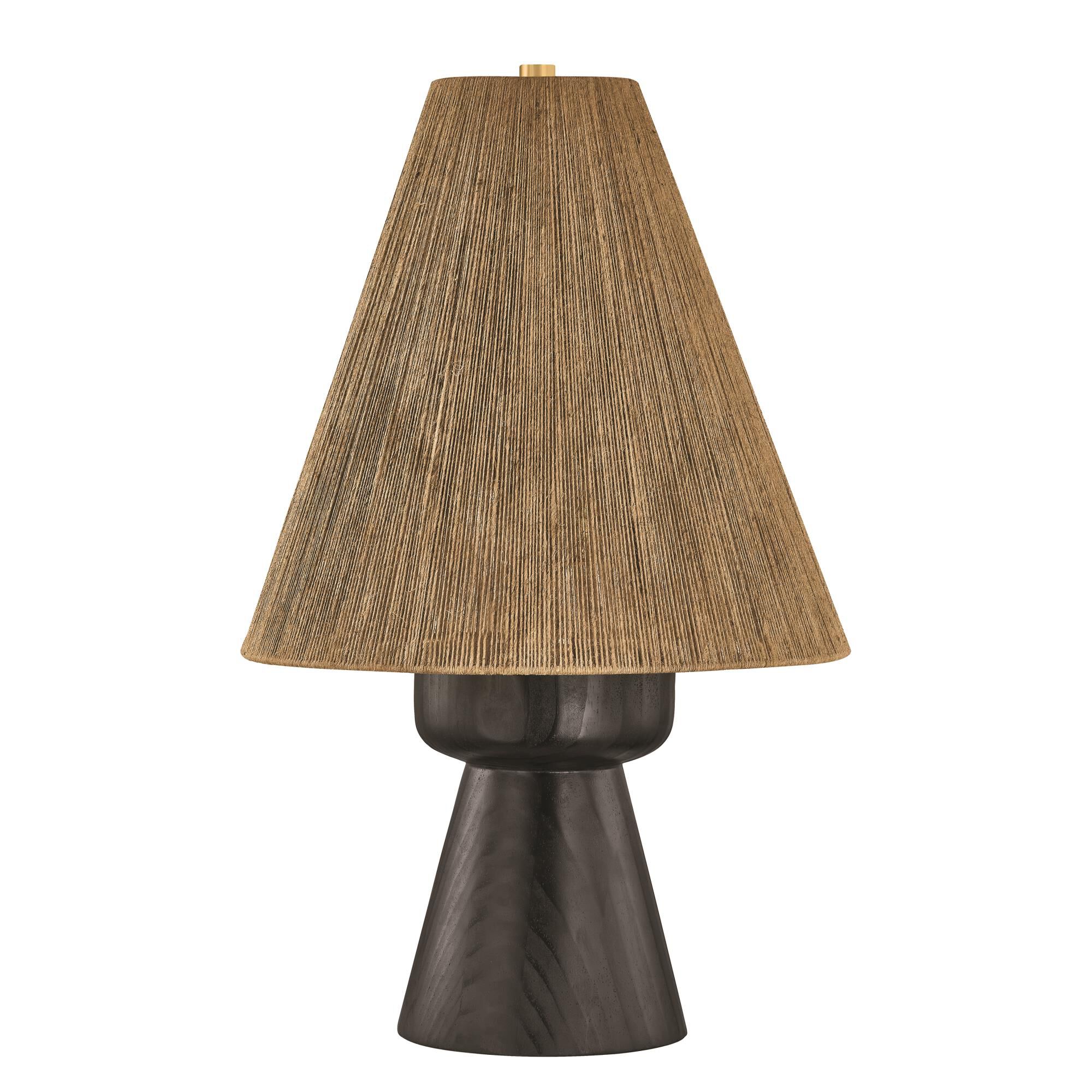 Shown in Aged Brass finish and Jute String shade