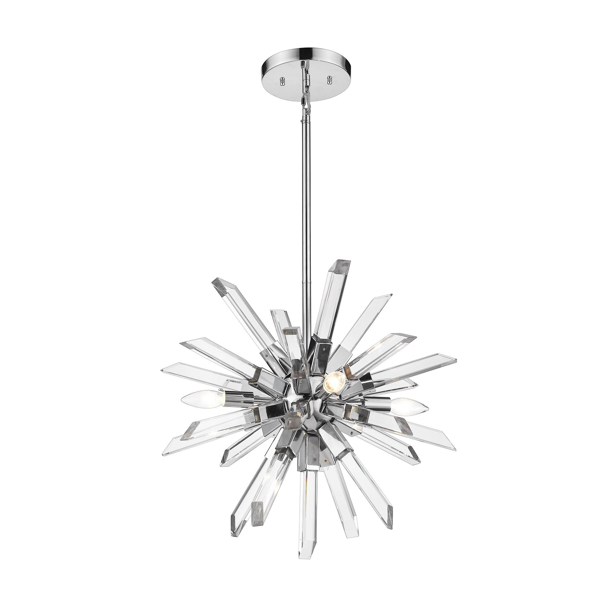 Shown in Chrome finish and Crystal glass and Crystal shade