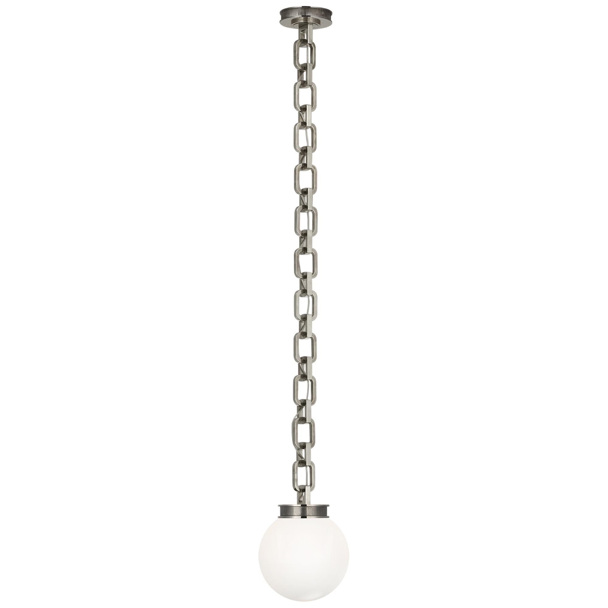 Shown in Pewter finish and White glass