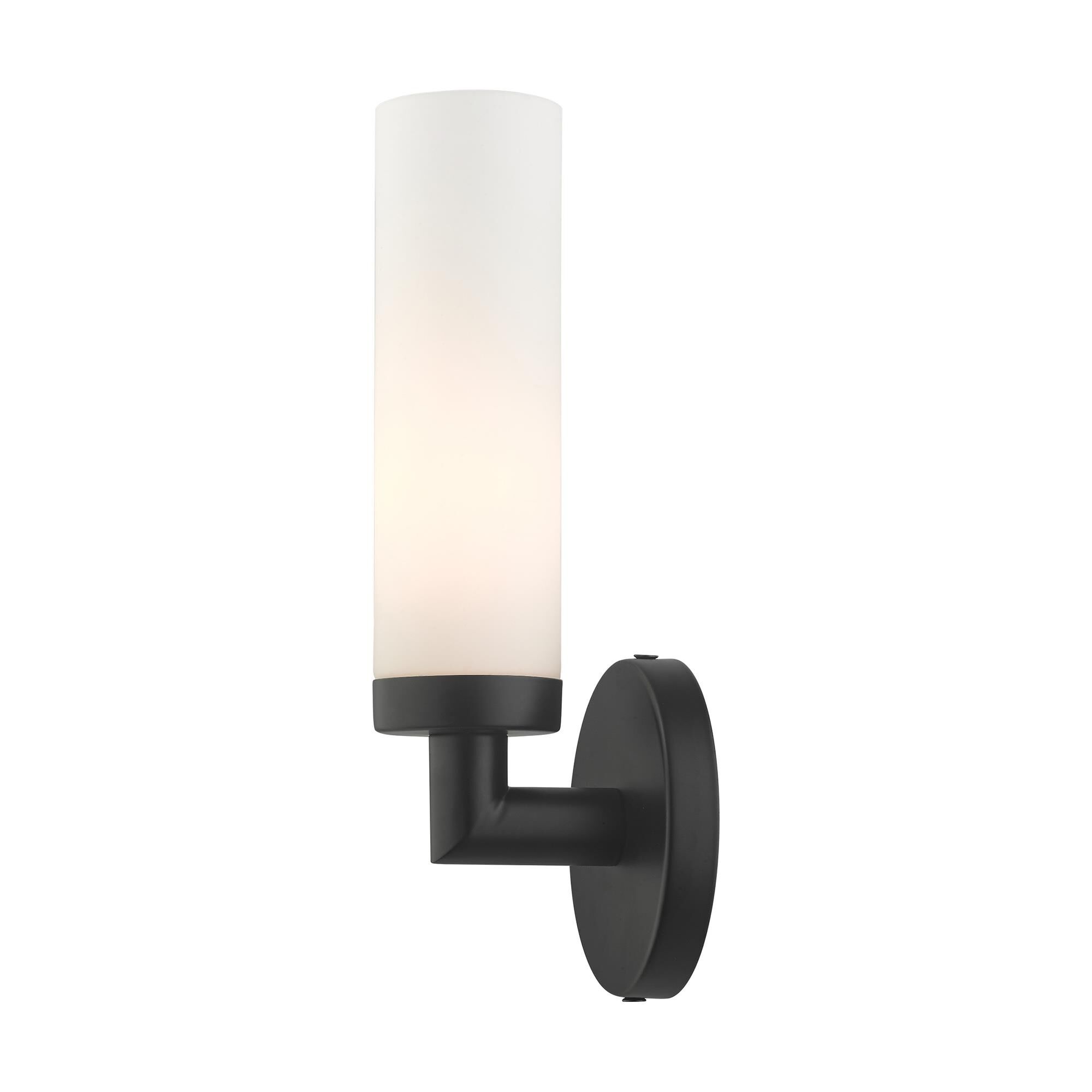 Shown in Black finish and Hand Blown Satin Opal White glass and Hand Blown Satin Opal White Glass shade