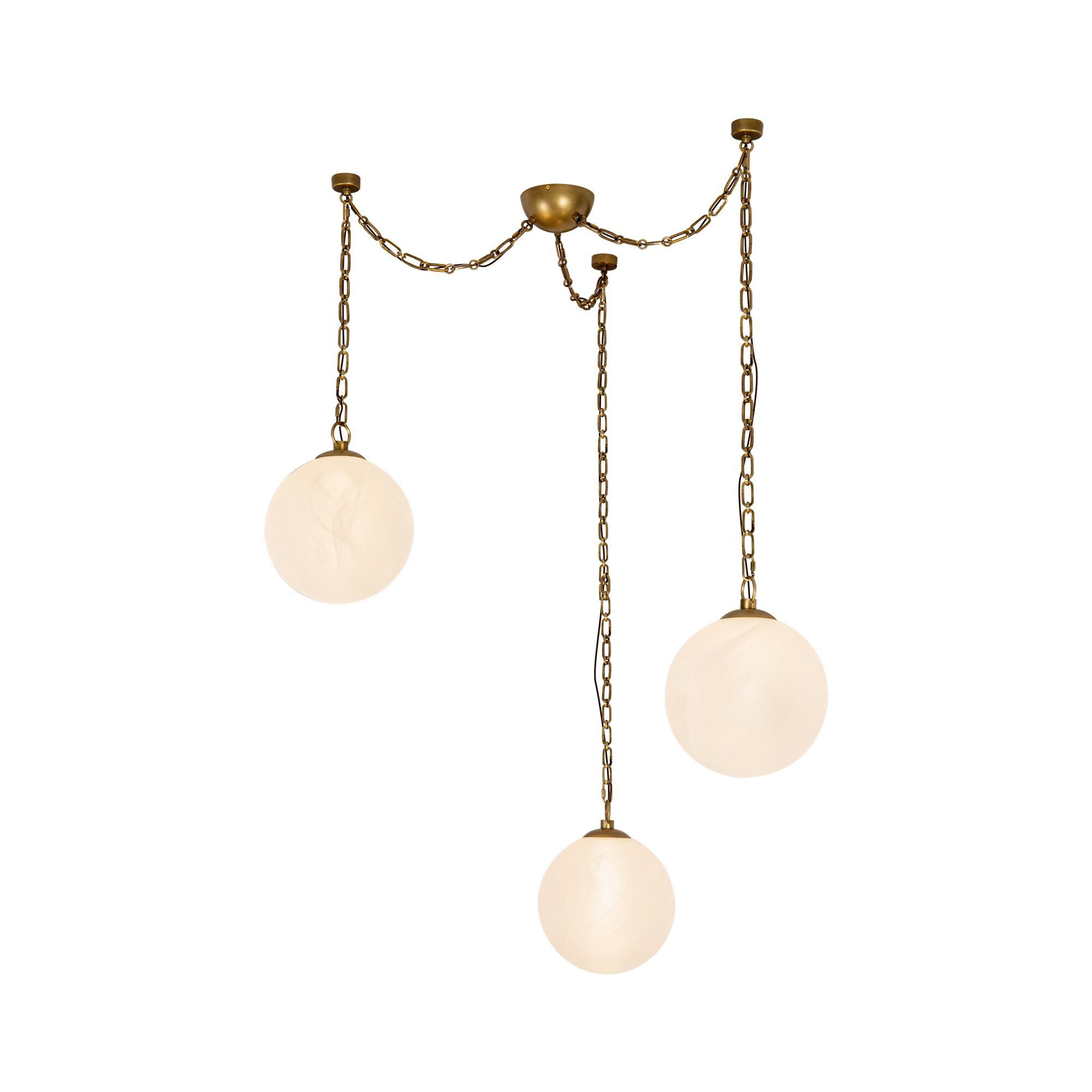 Shown in Vintage Brass finish and Cloud glass