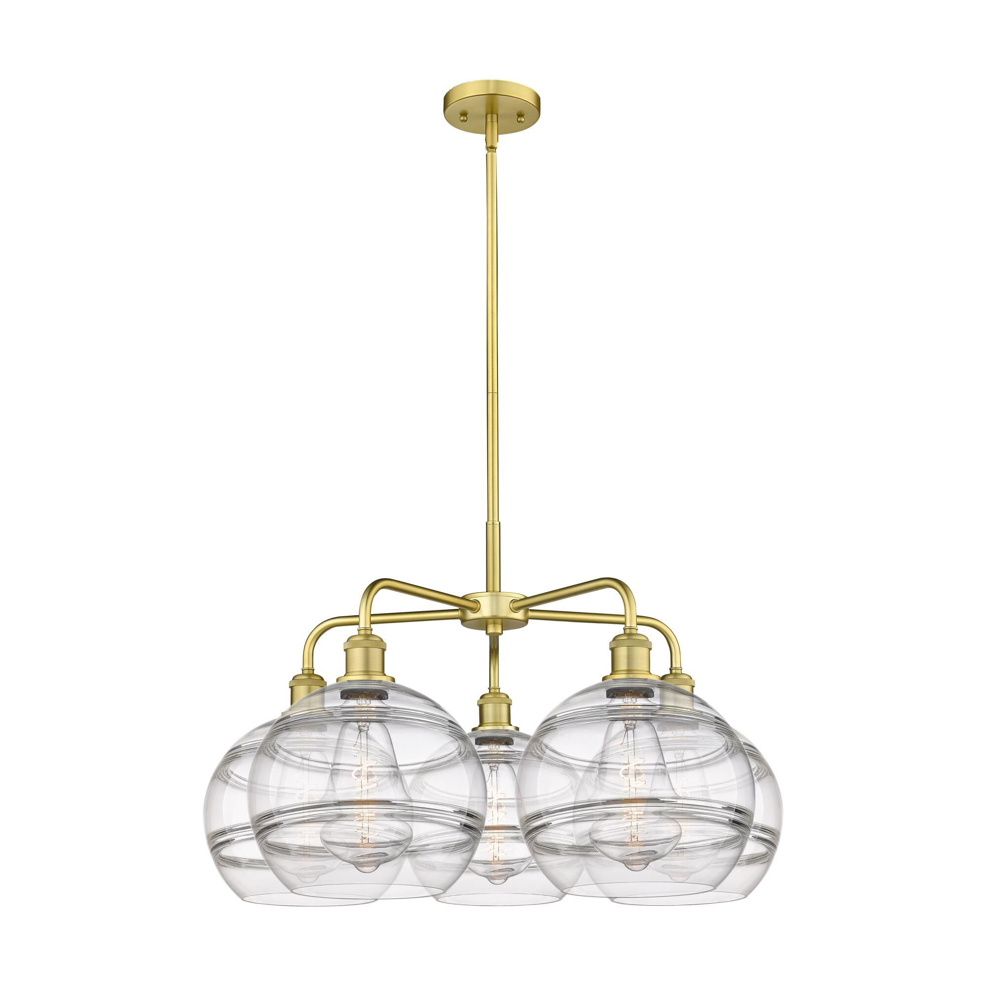 Shown in Satin Gold finish and Clear glass