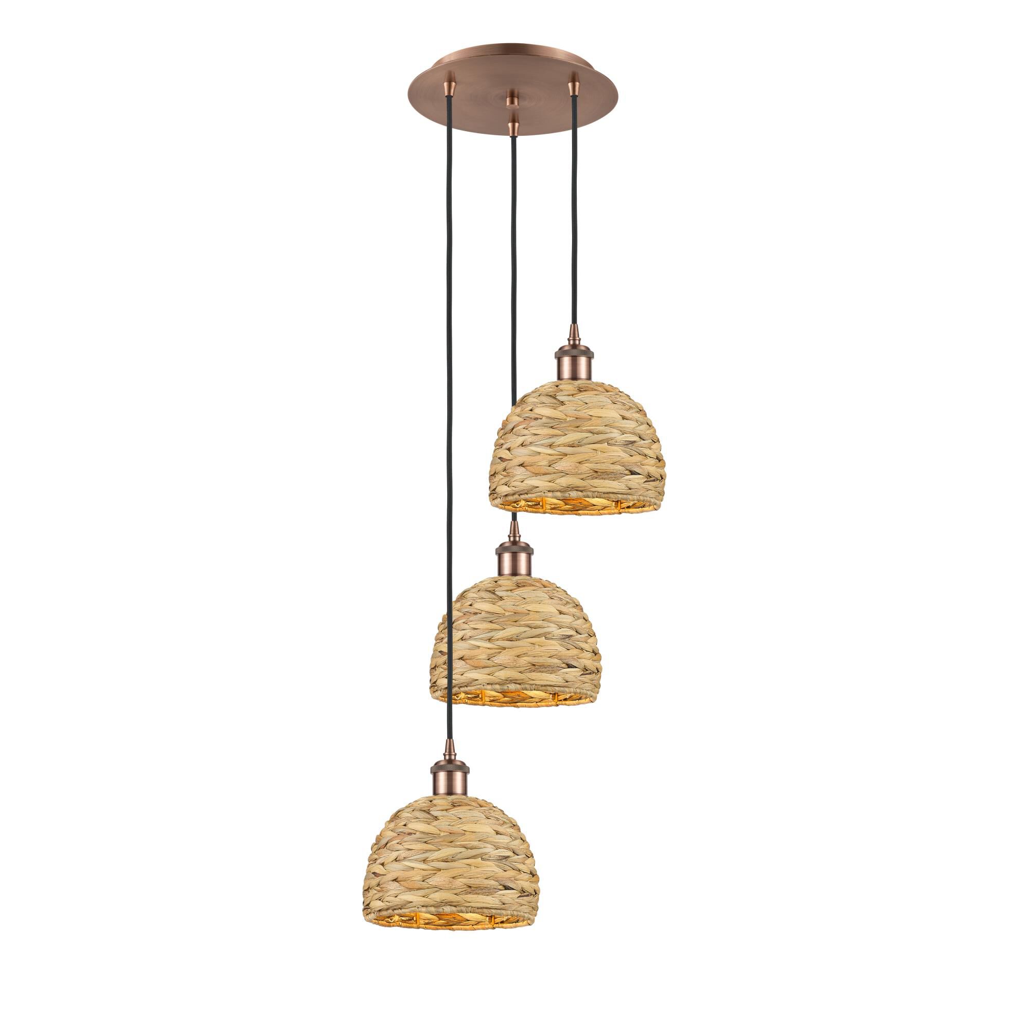 Bruno Marashlian Woven Rattan 19 Inch Multi Light Pendant by Innovations Lighting