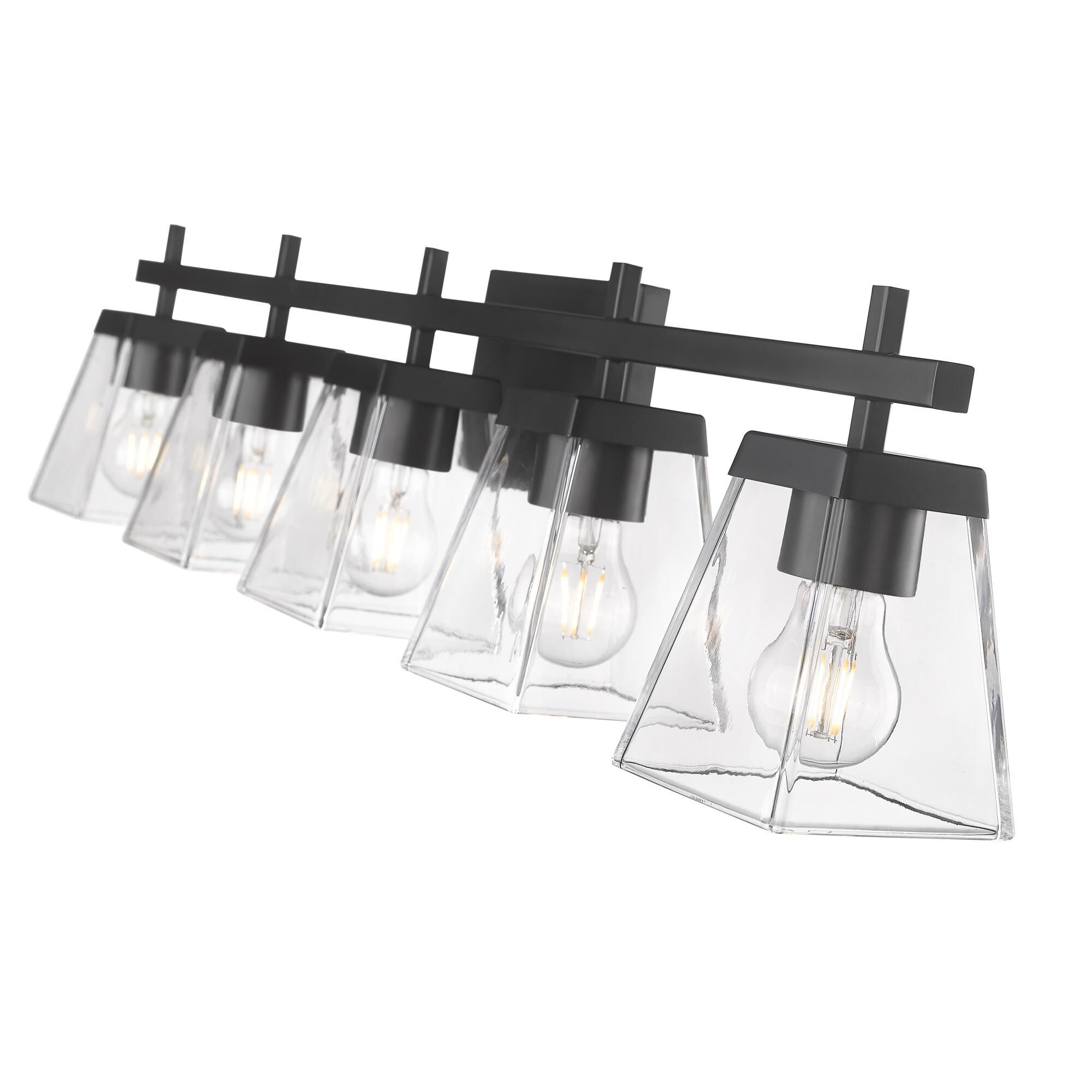 Shown in Matte Black finish and Clear glass