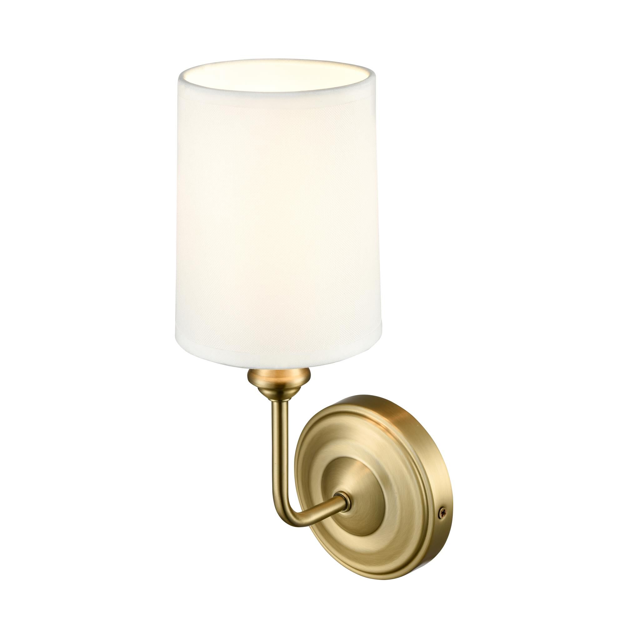 Shown in Vintage Brass finish and White shade