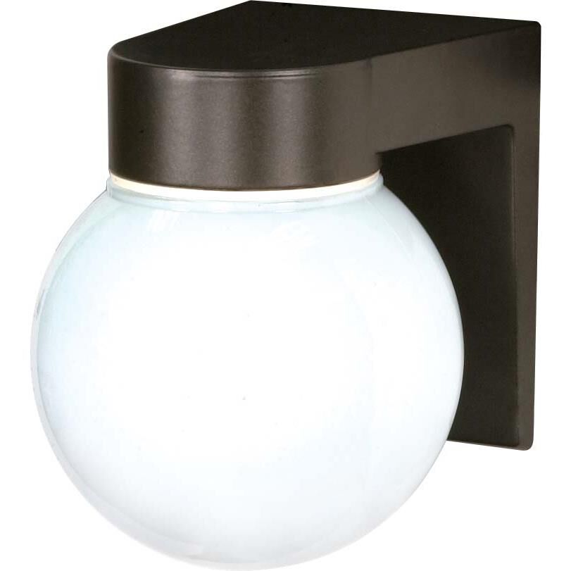 Shown in Bronzotic finish and White Globe glass