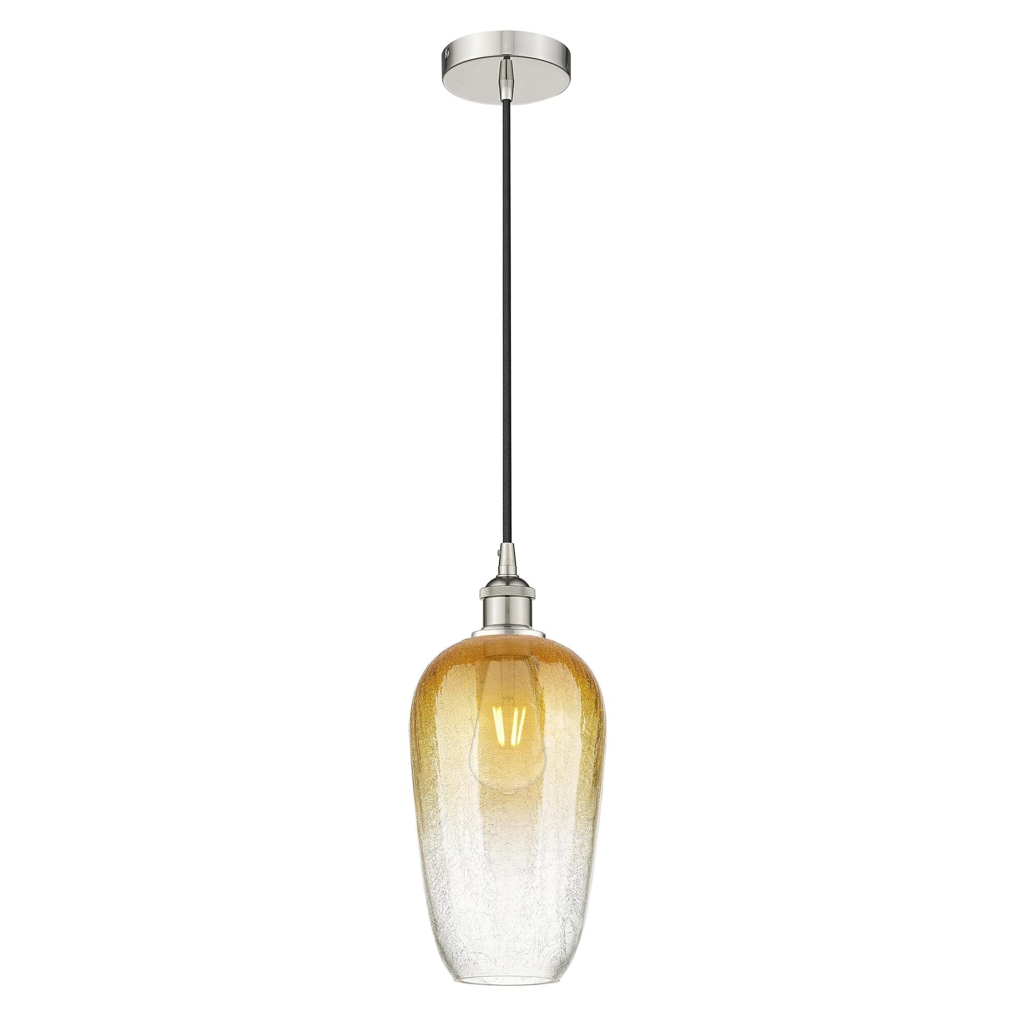 Shown in Polished Nickel finish and Amber glass