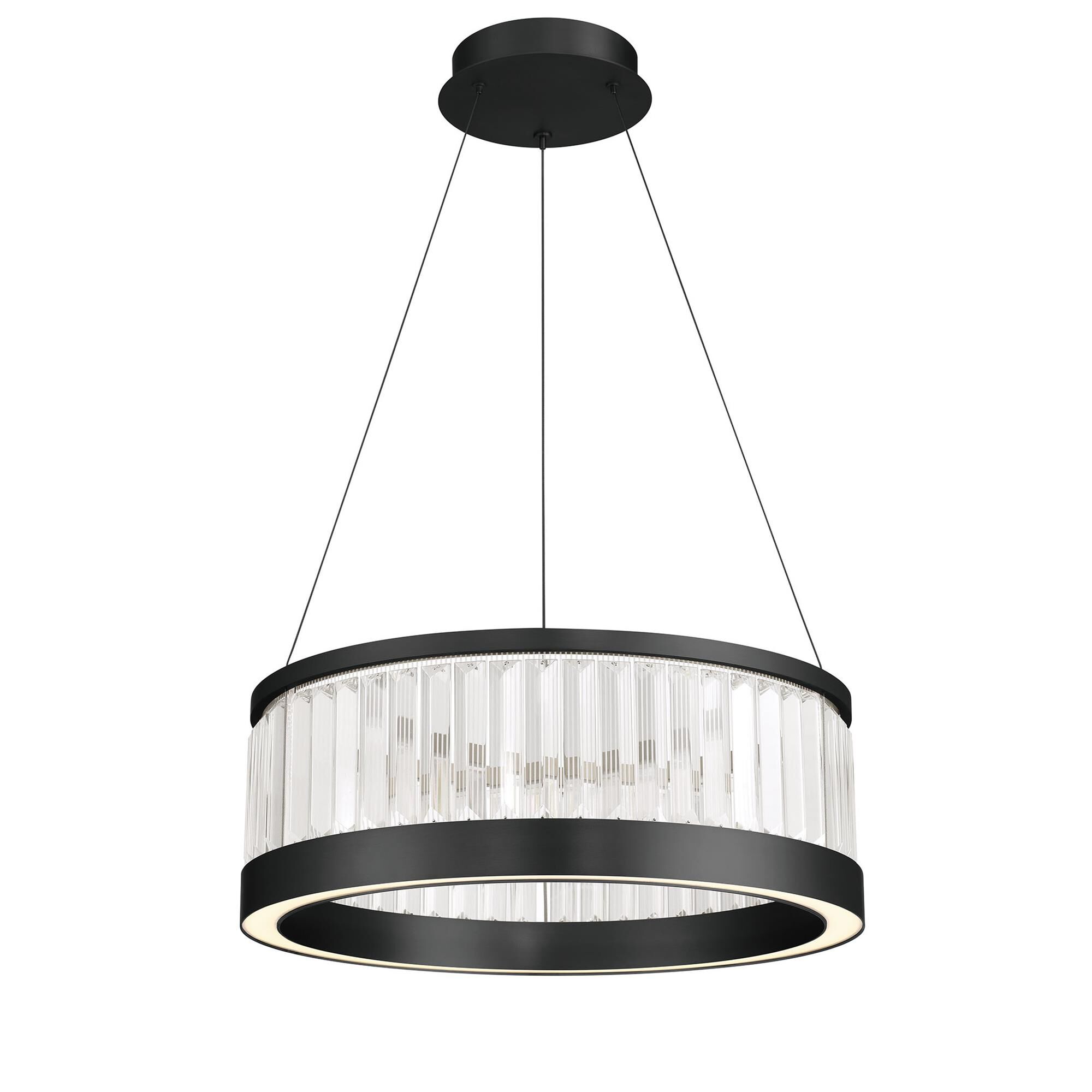 Shown in Matte Black finish and Clear Crystal glass