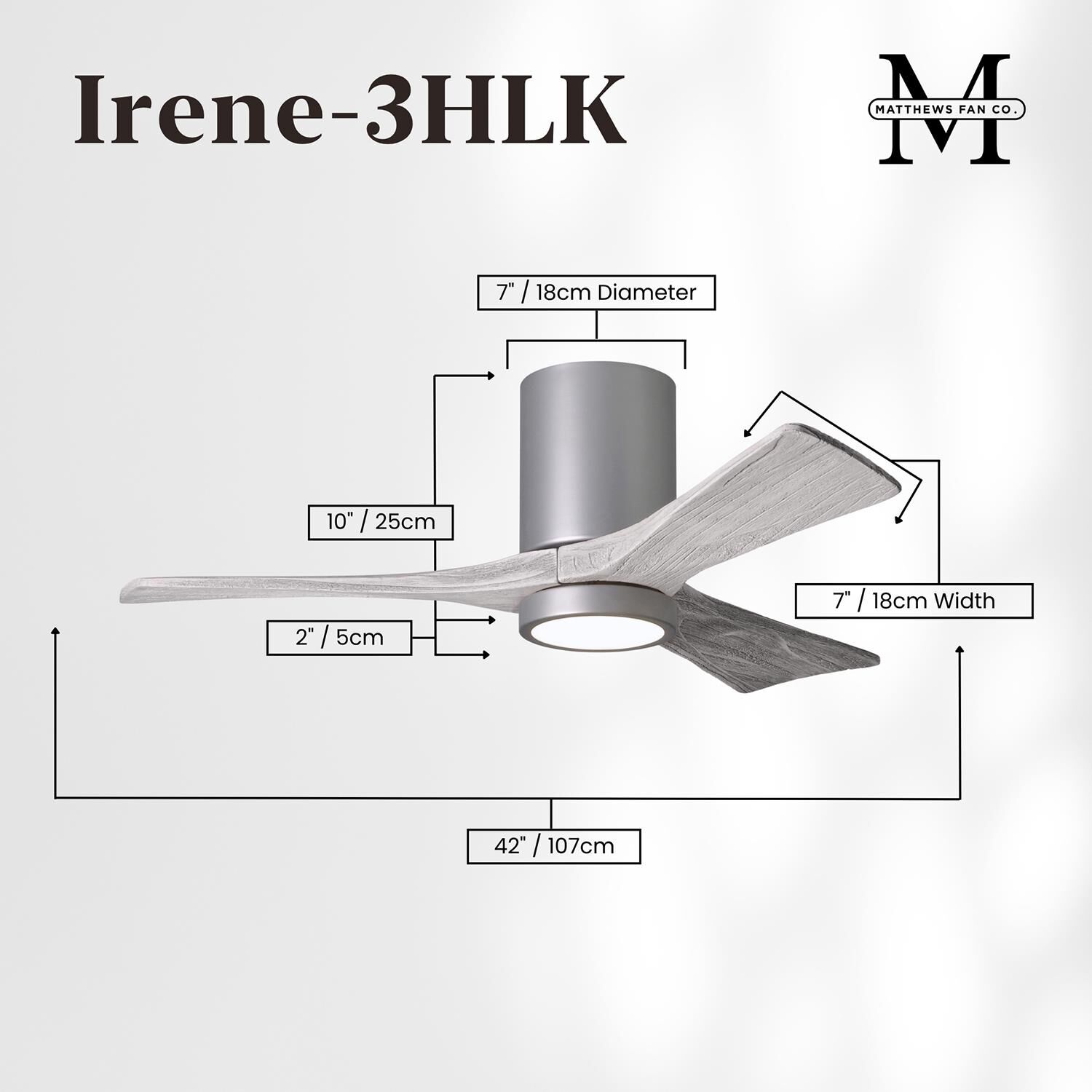 Irene 42 Inch Flush Mount Fan with Light Kit by Matthews Fan Company