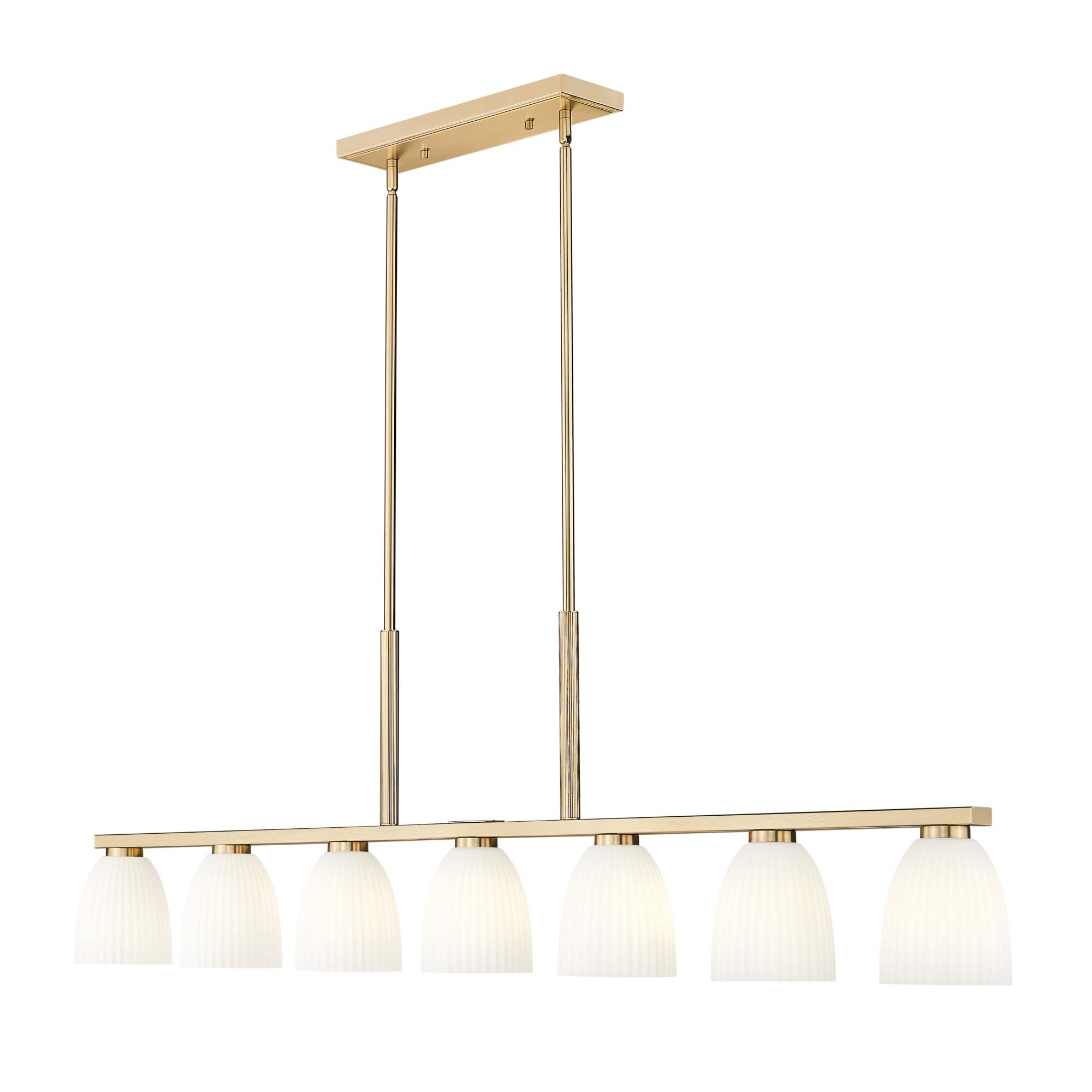 Shown in Modern Gold finish and Matte Opal glass and Matte Opal shade