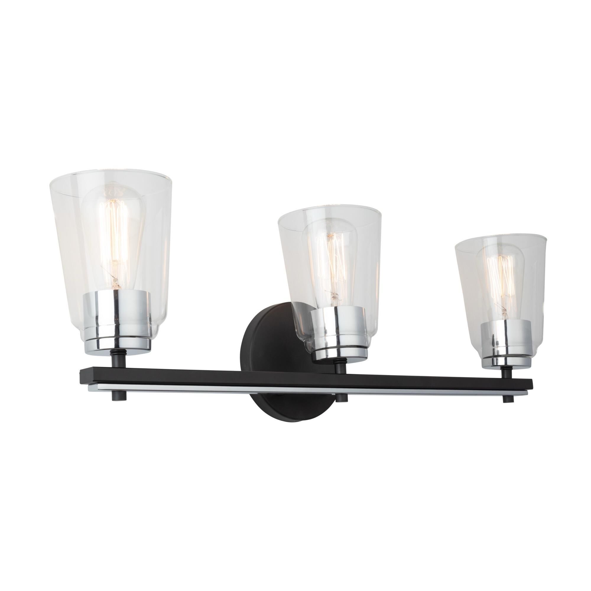 Shown in Black And Chrome finish and Glass shade