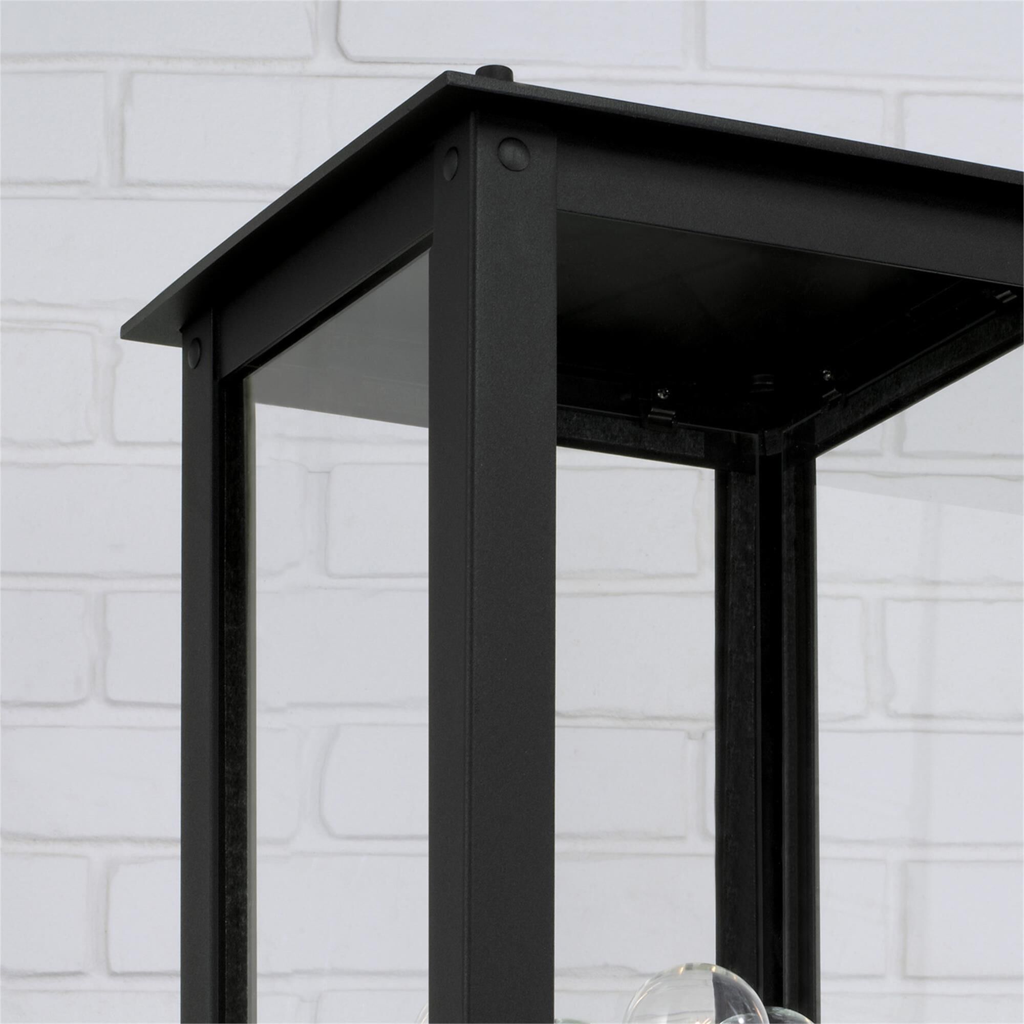 Shown in Black finish and Clear glass