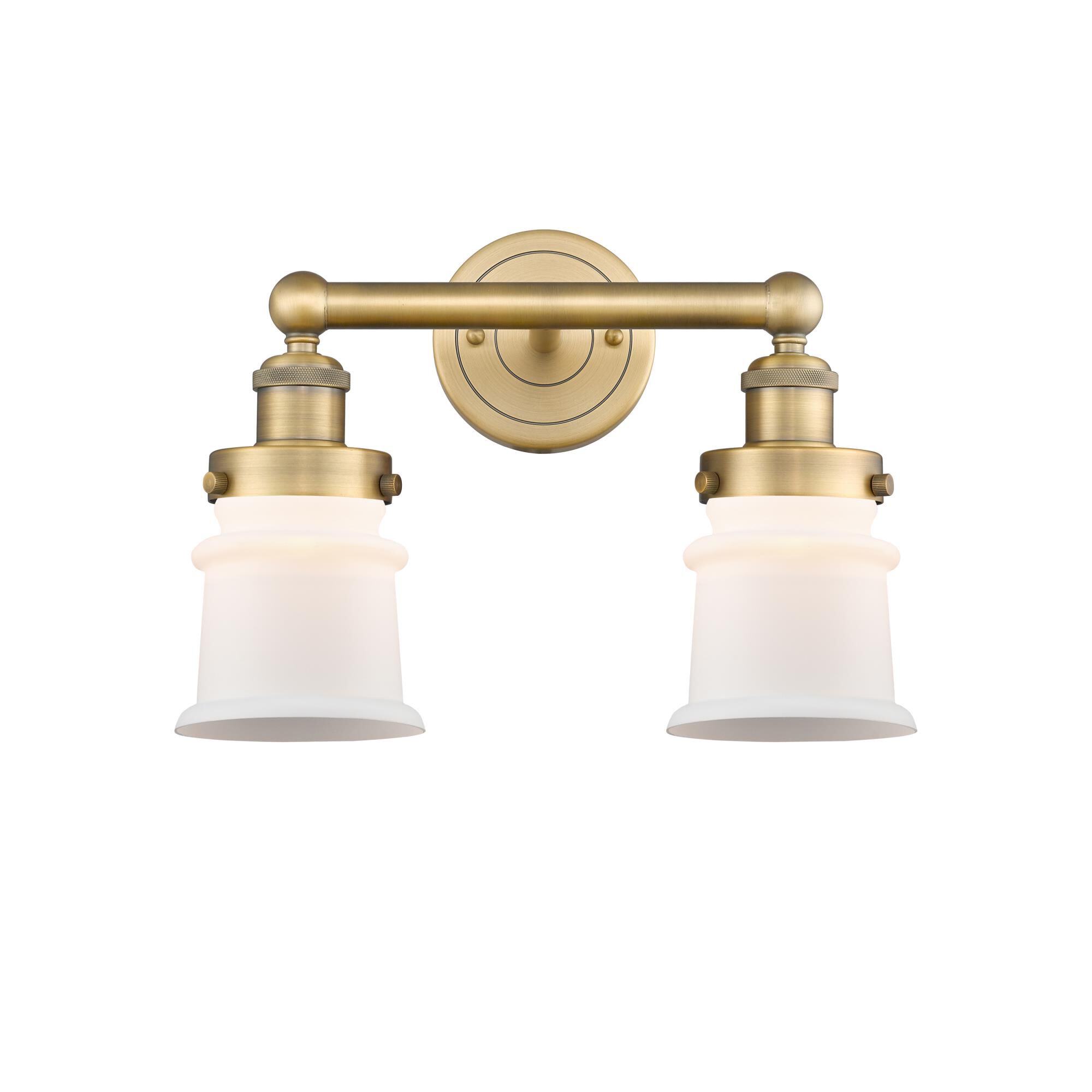 Shown in Brushed Brass finish and Matte White glass
