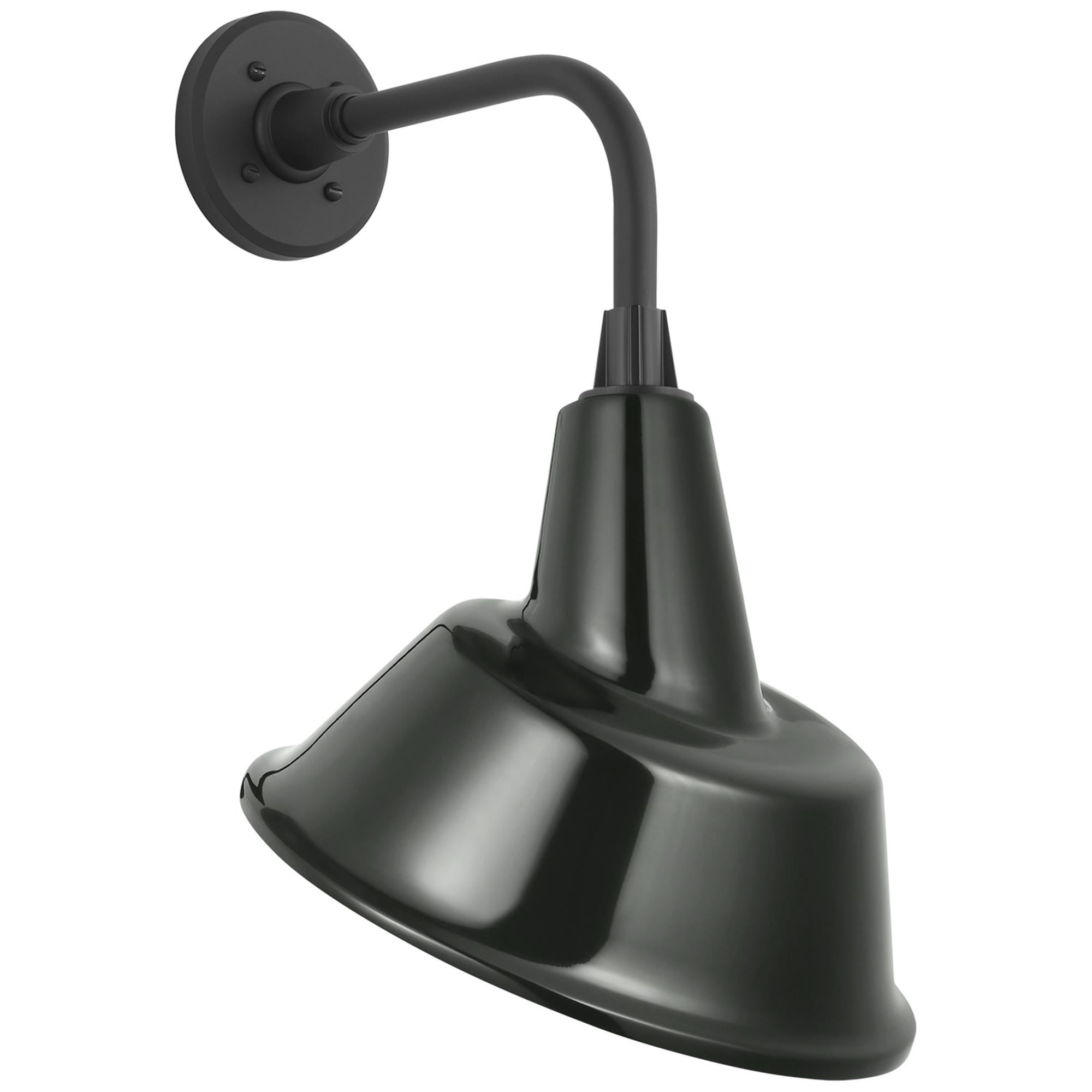 Shown in Matte Black finish and Green Bowers shade