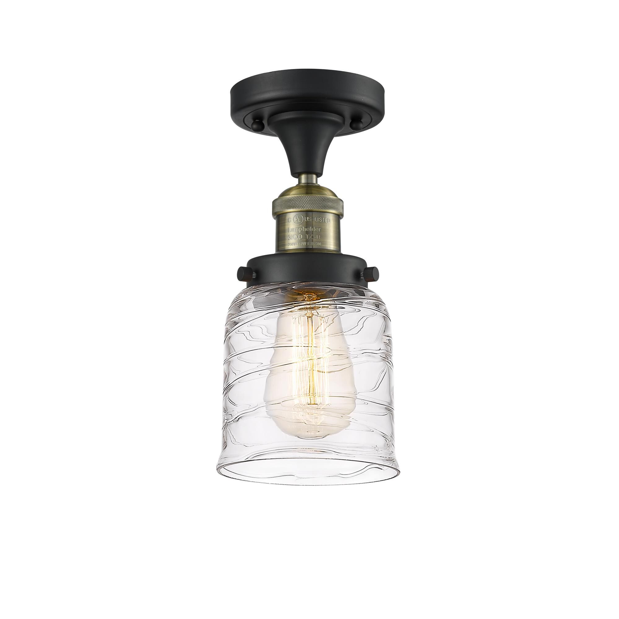 Shown in Black Antique Brass finish and Clear glass