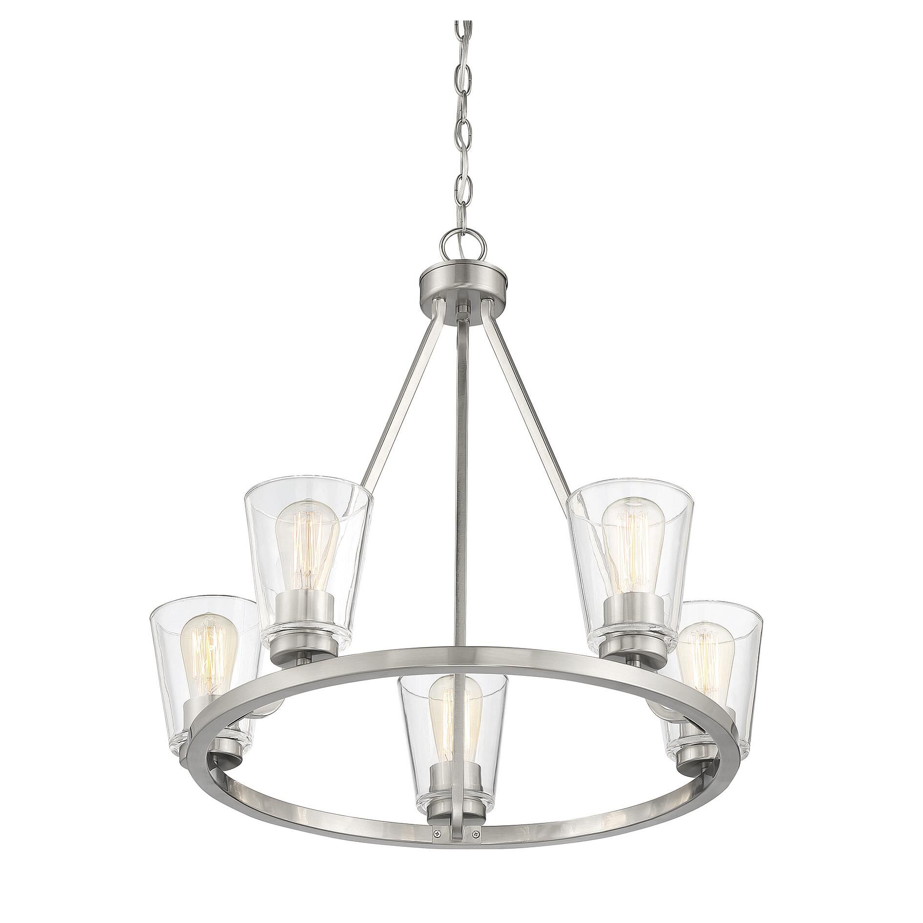 Shown in Satin Nickel finish and Clear glass