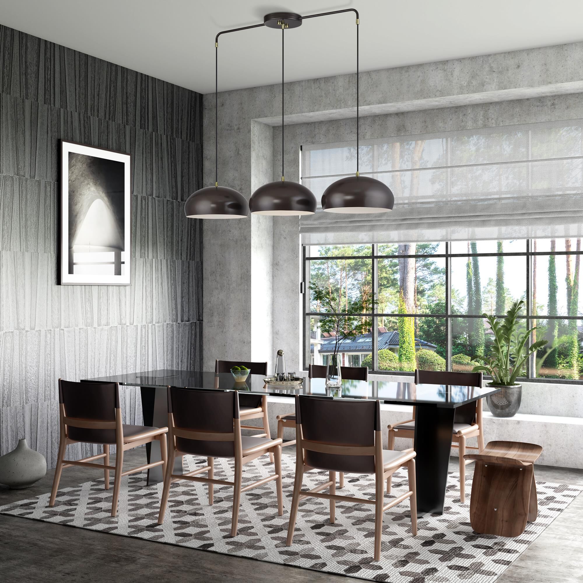 Shown in English Bronze with Antique Brass Accents finish and English Bronze Steel with Shiny White Inside shade