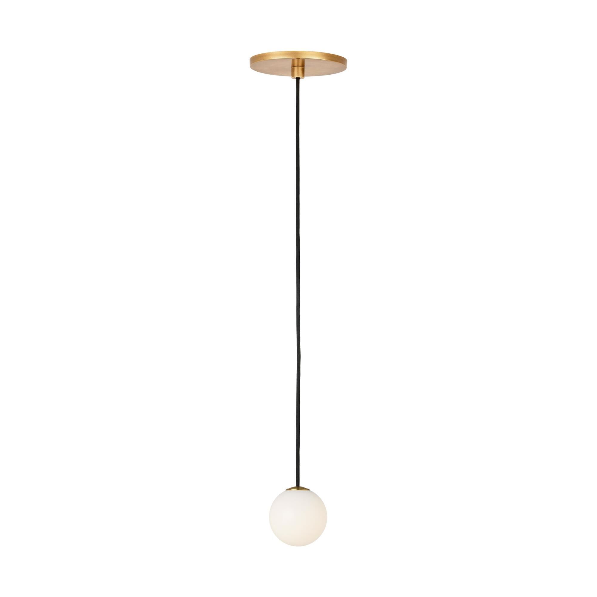 Shown in Hand Rubbed Antique Brass finish and Milk glass