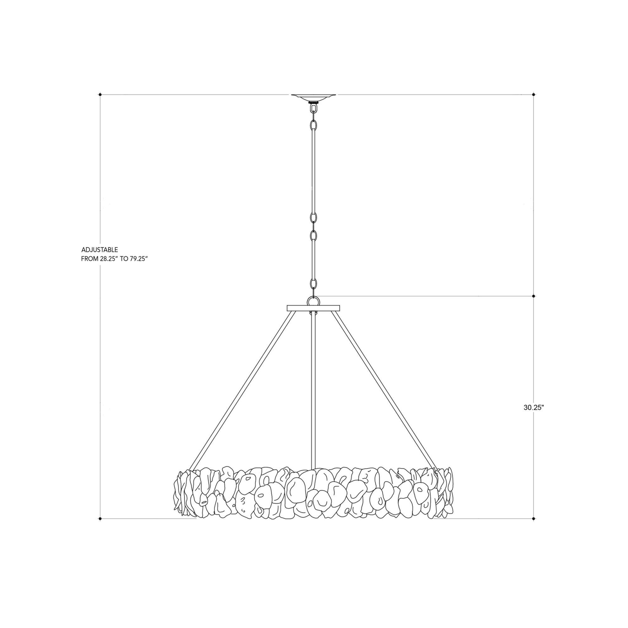 Oyster 38 Inch 8 Light Chandelier by Currey and Company